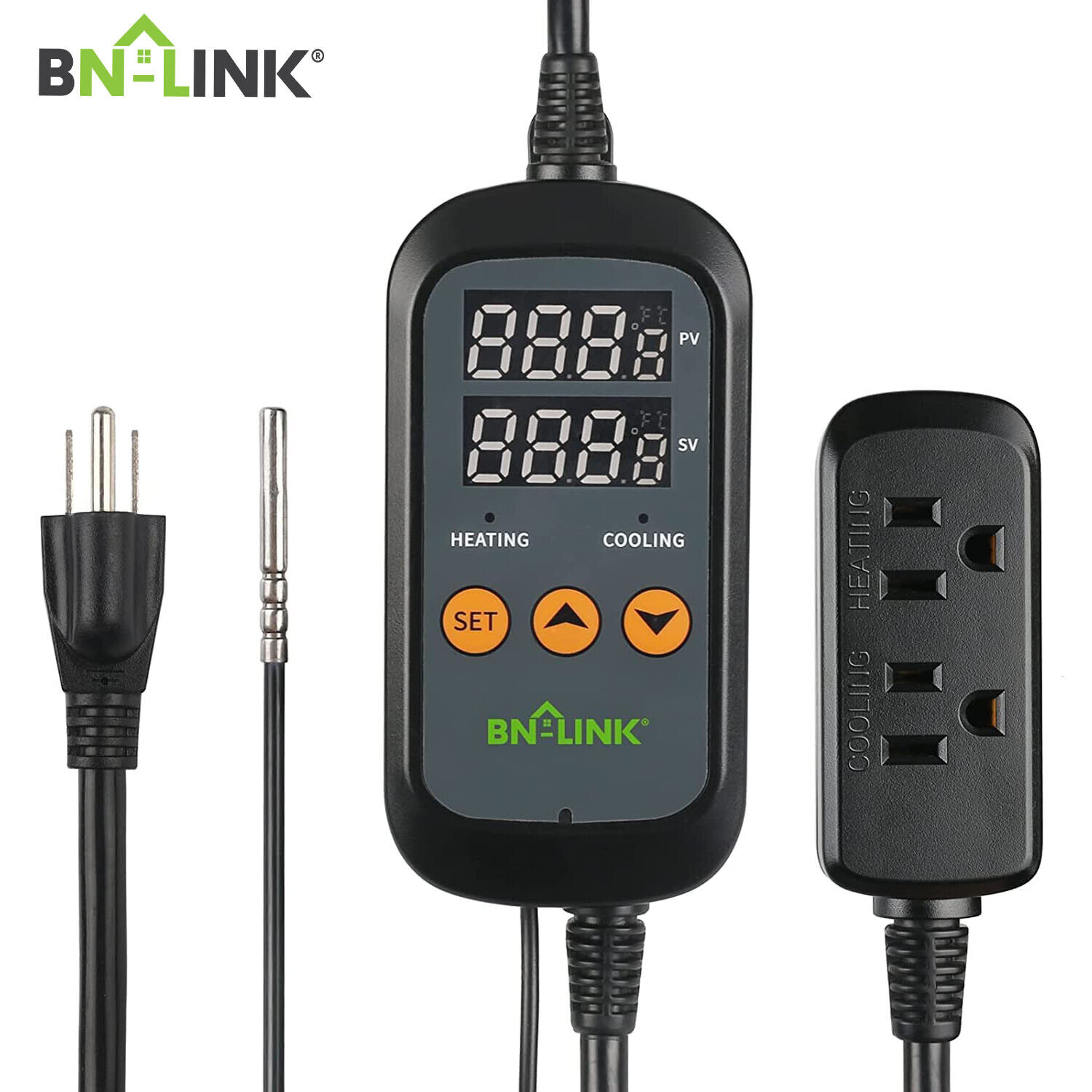 BN-LINK Digital Temperature Controller Heating Cooling 2-Stage Outlet Thermostat