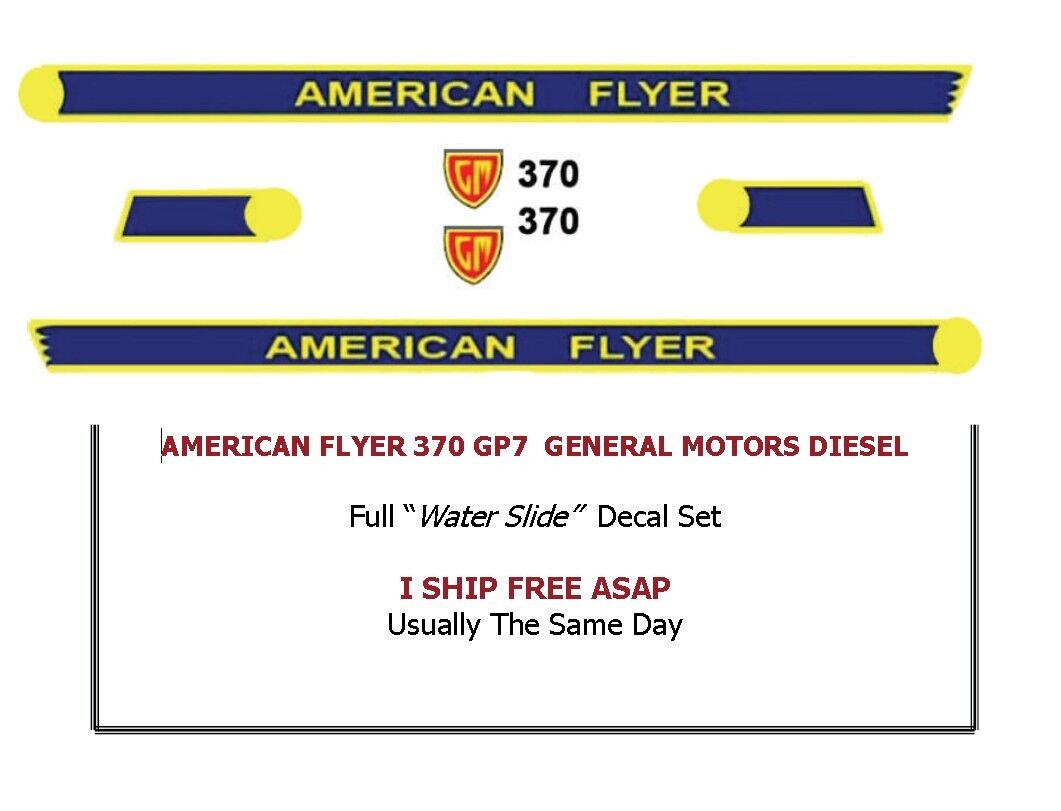 American Flyer 370 GP7 Diesel Engine Water Slide Decal Set