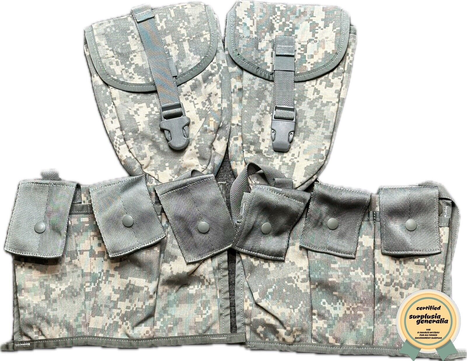 US Army MOLLE II Support Pouch Set 4 Piece Kit E-Tool Pouches & Bandoleers