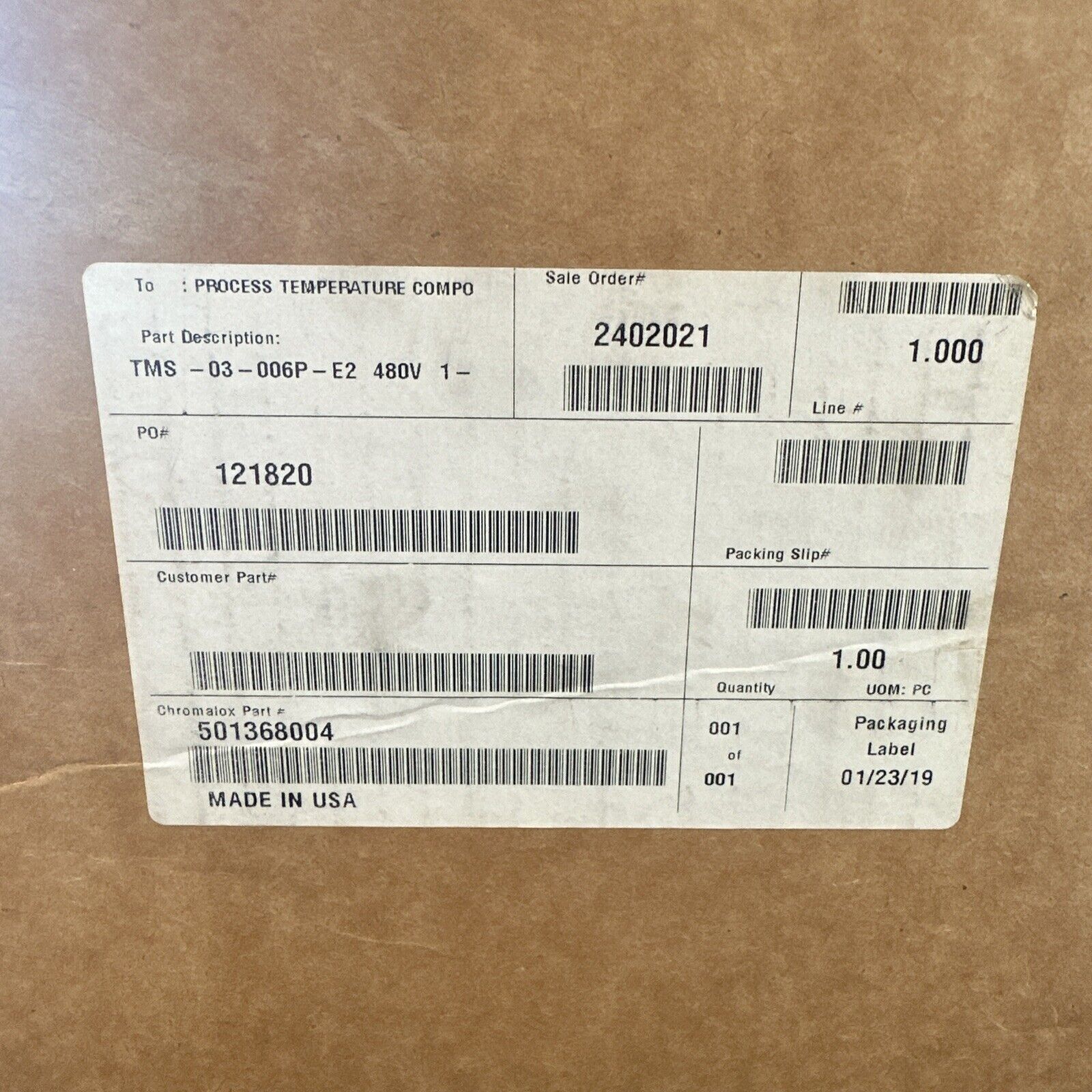 NEW IN BOX- Chromalox Immersion Heater Element 155-501368-004 / TMS-03-006P-E2 