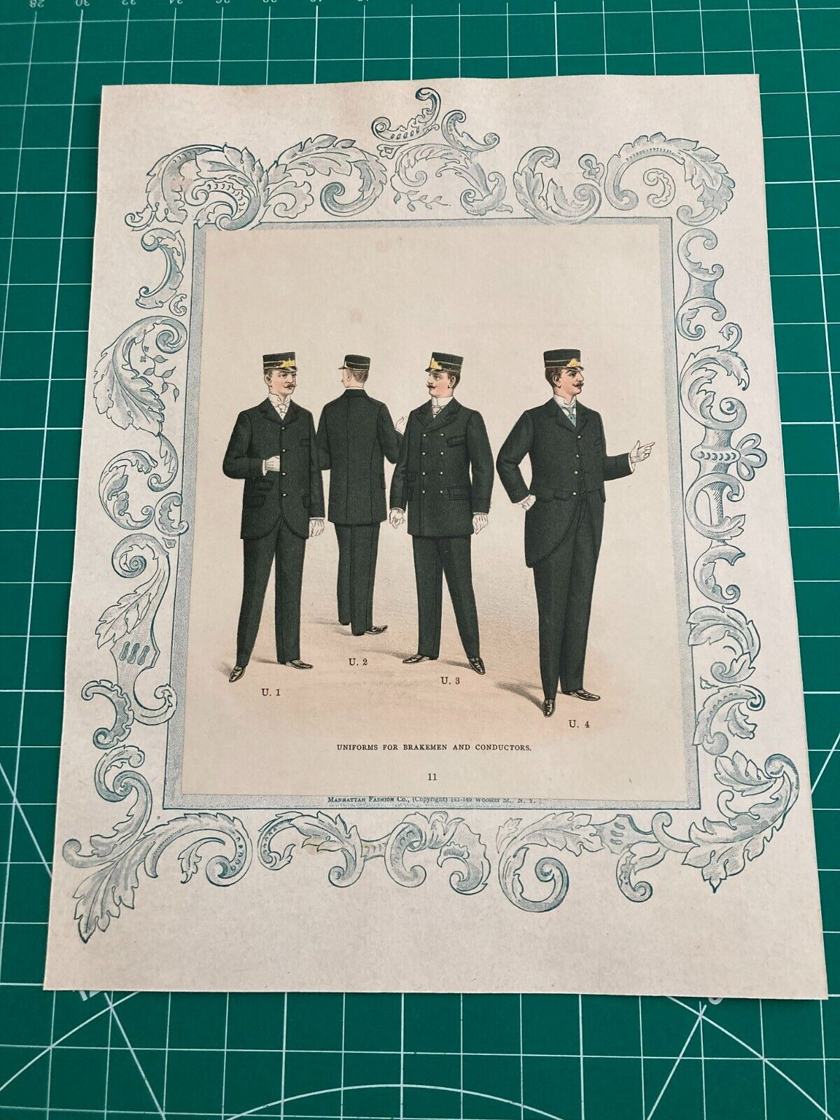 Antique Train Conductors & Brakemen Lithograph 1898 New York Fashion Catalogue