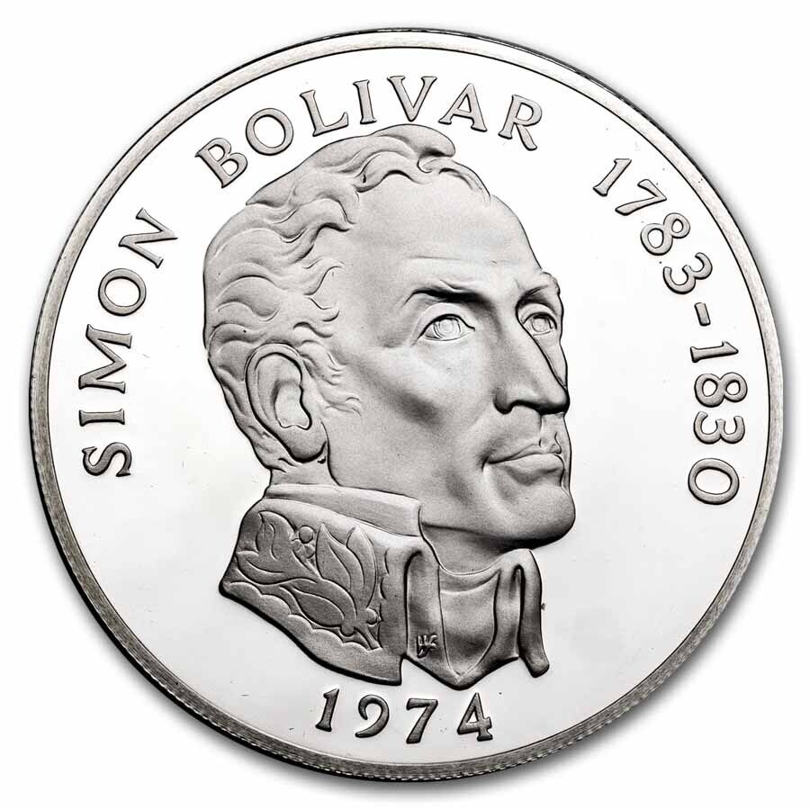 1974 Panama Silver 20 Balboas Simon Bolivar Proof