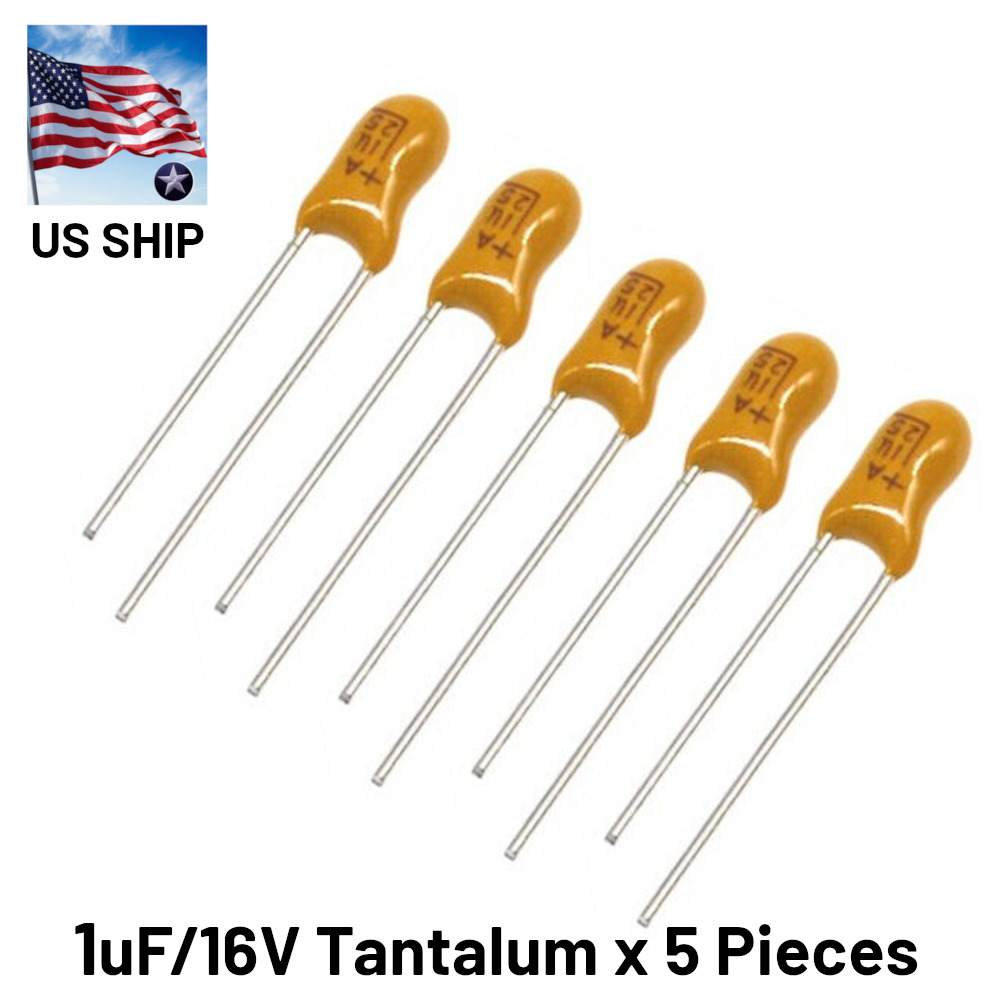 16V 1uF | Radial TANTALUM Capacitor | 5 Pieces | US SHIP