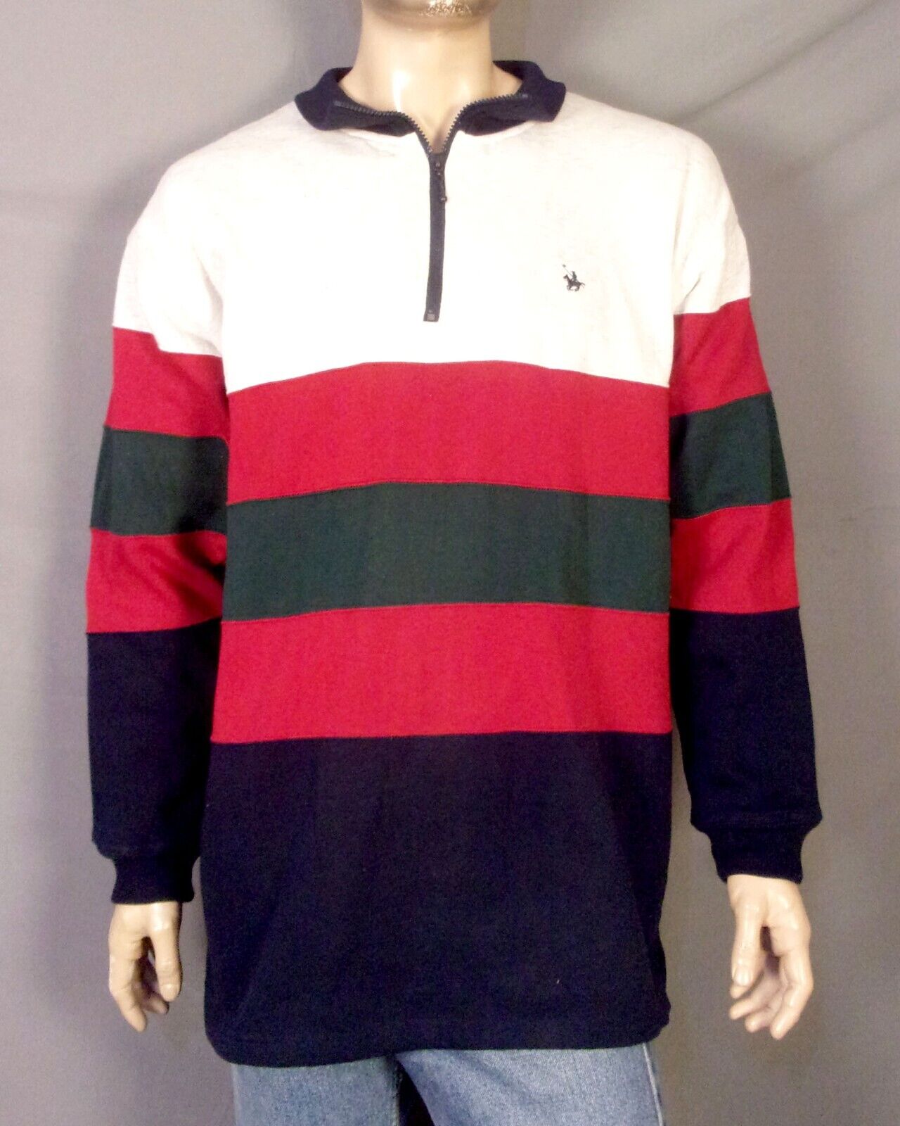 vintage 80s 90s NOS NWT Knights of the Round 1/4 Zip Sweatshirt Colorblock sz L