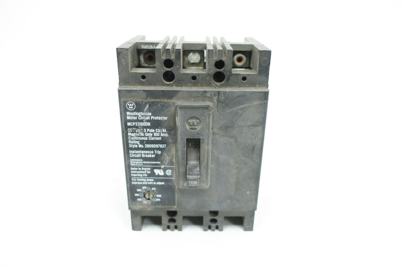 Westinghouse MCP331000R Molded Case Circuit Breaker 3p 100a Amp 600v-ac