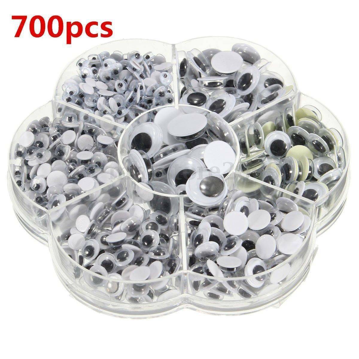 700x Googly Wiggly Wobbly Eyes SELF ADHESIVE NEW DIY Crafts Mixed 7 Sizes 4-12mm