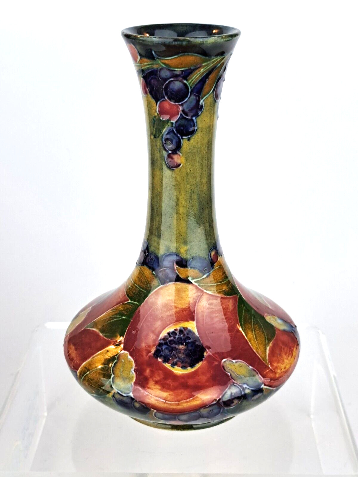A Rare Burslem Period William Moorcroft Ochre Pomegranate Pattern Vase.