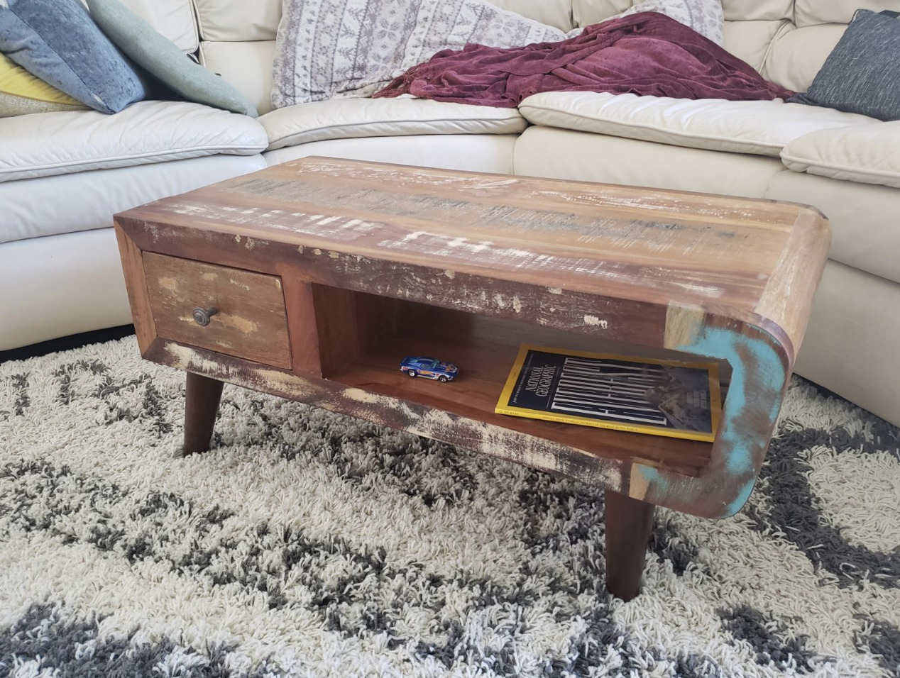 New Industrial Rustic Vintage Wooden Reclaimed Wood Coffee Table With Storage