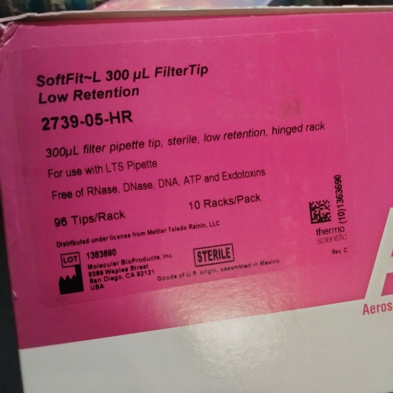 Thermo 2739-05-HR ART 300µL Rainin LTS SoftFit-L Sterile Pipette Tips
