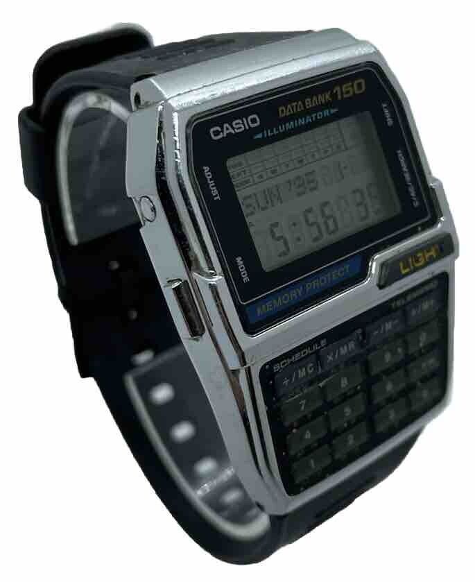 Casio Databank 150 DBC-150 - Stainless Steel Case/ Resin Band - New Battery