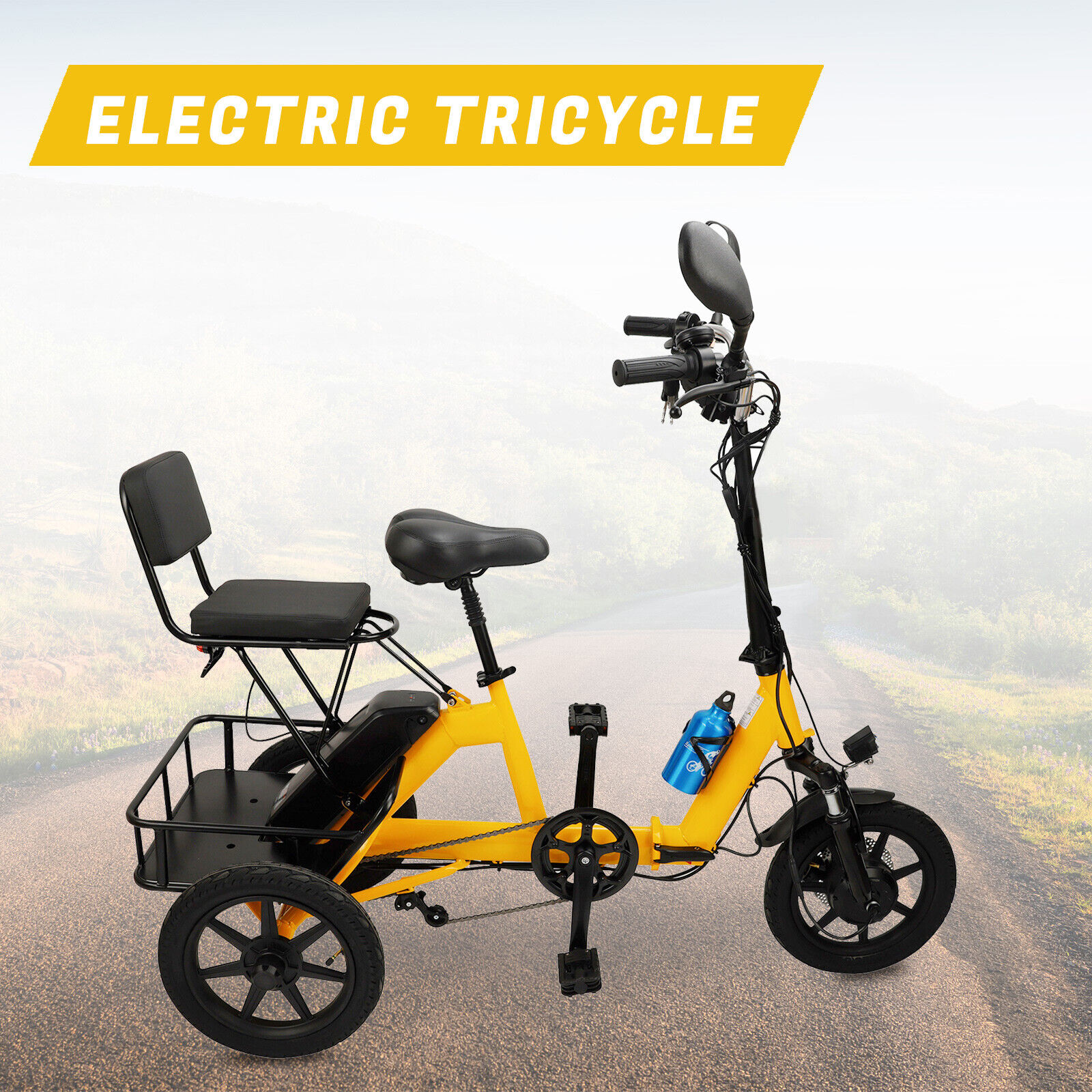 NEW 3 Wheel Electric Trike Motorized Folding E-Bike  Tricycle 48V 350W