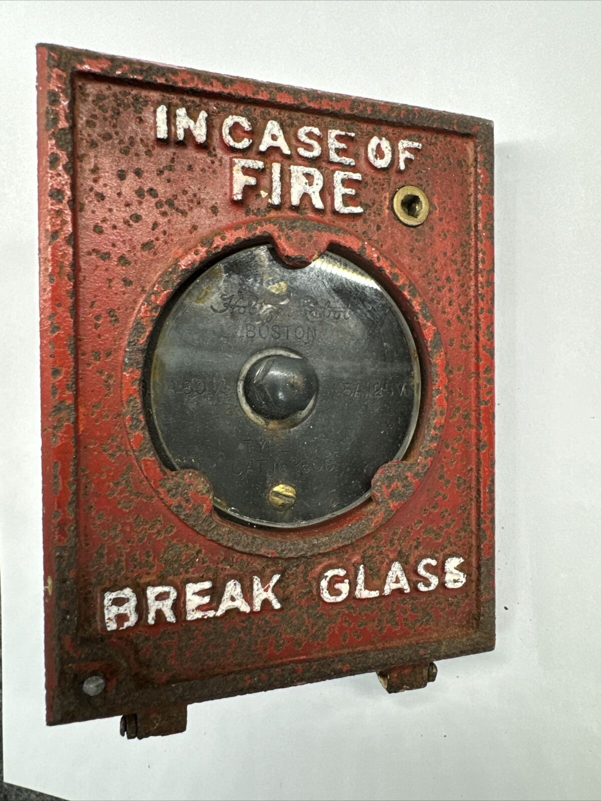 Rare Vintage Break Glass Fire Alarm Pull Station HOLTZER CABOT Boston