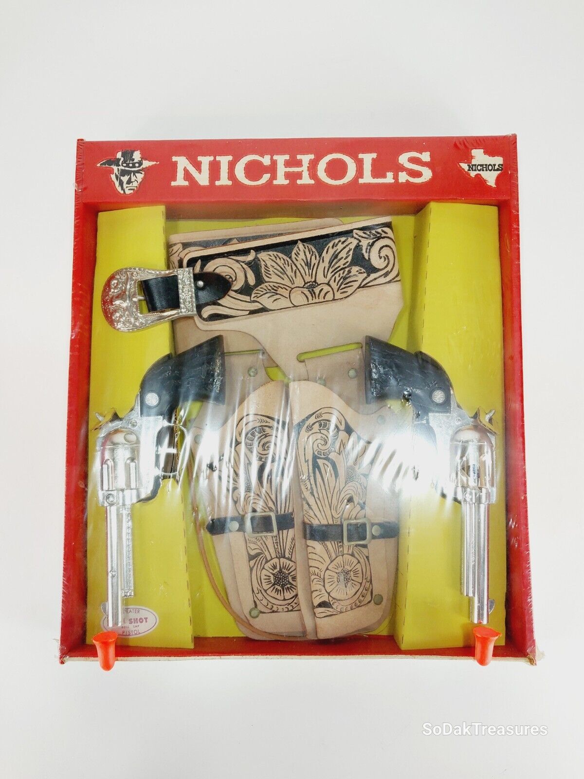 Vintage NICHOLS Cap Toy Gun 250 Shot Roll Cap Pistols & Holster Set