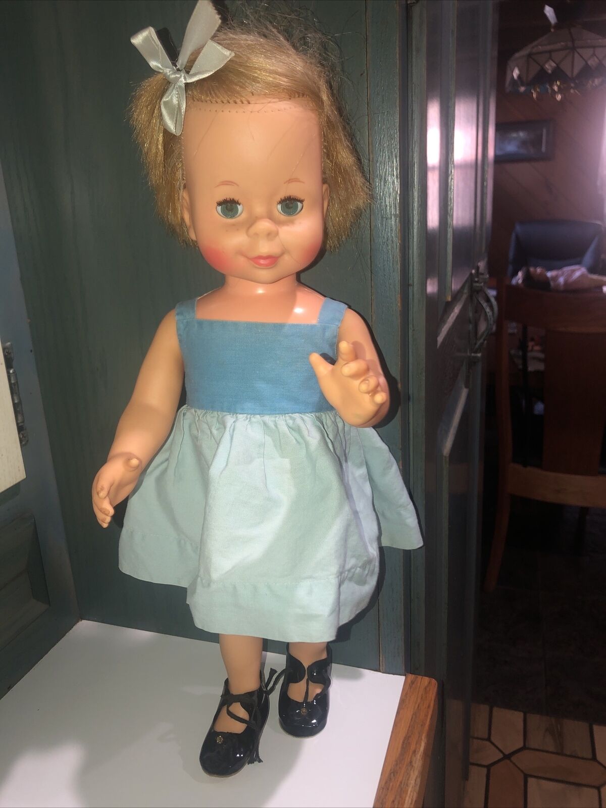 Mattel 17” 1962 Singin\' Chatty Cathy Doll In Tagged Dress Pretty Vintage Doll