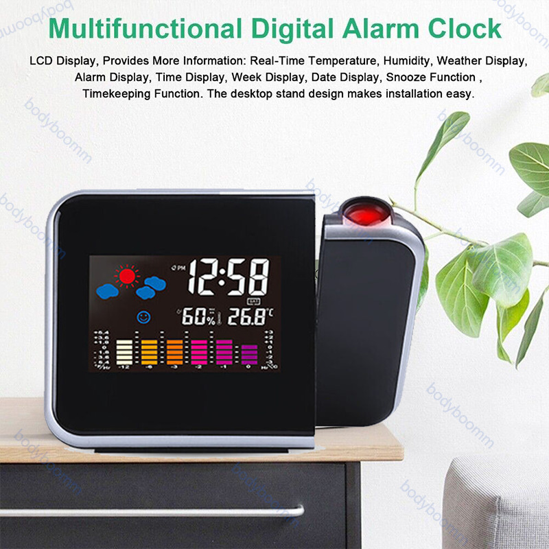 Smart Alarm Clock Digital Led Projector Temperature Time Projection Lcd Display