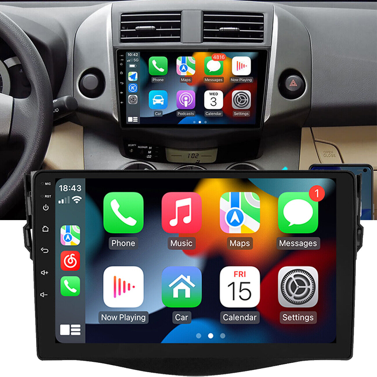 Carplay For Toyota RAV4 2007-2012 Car Radio Stereo Android 12 GPS Backup Camera