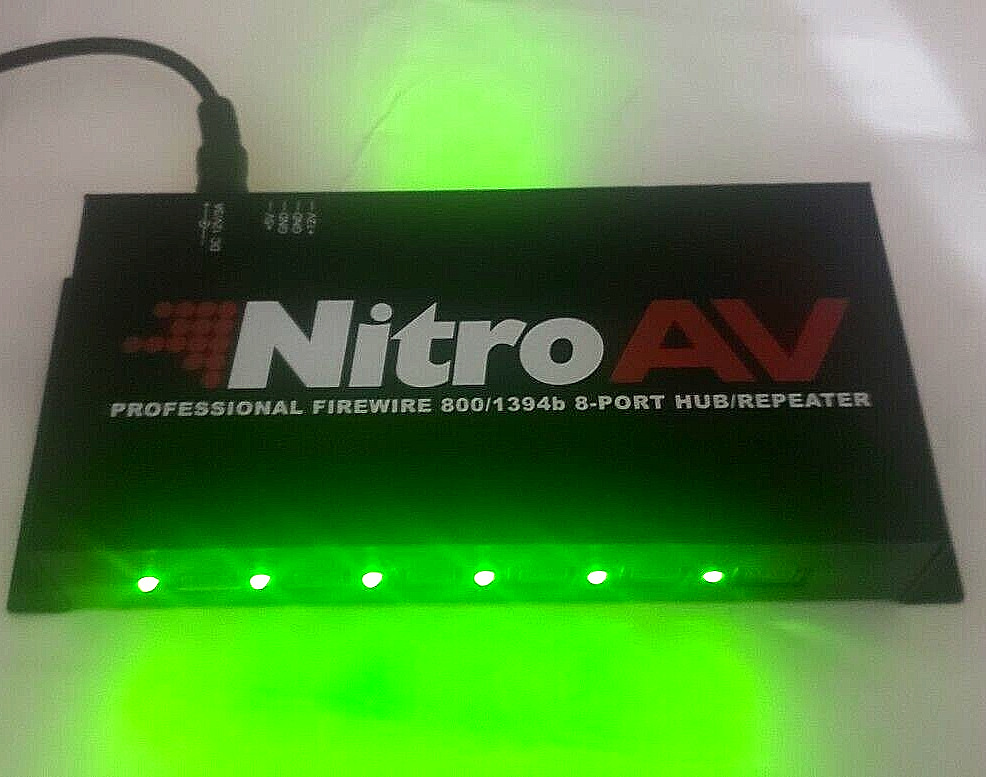 TESTED Nitro AV Professional Firewire 800 8-Port Hub Repeater IEEE-1394B w/Power