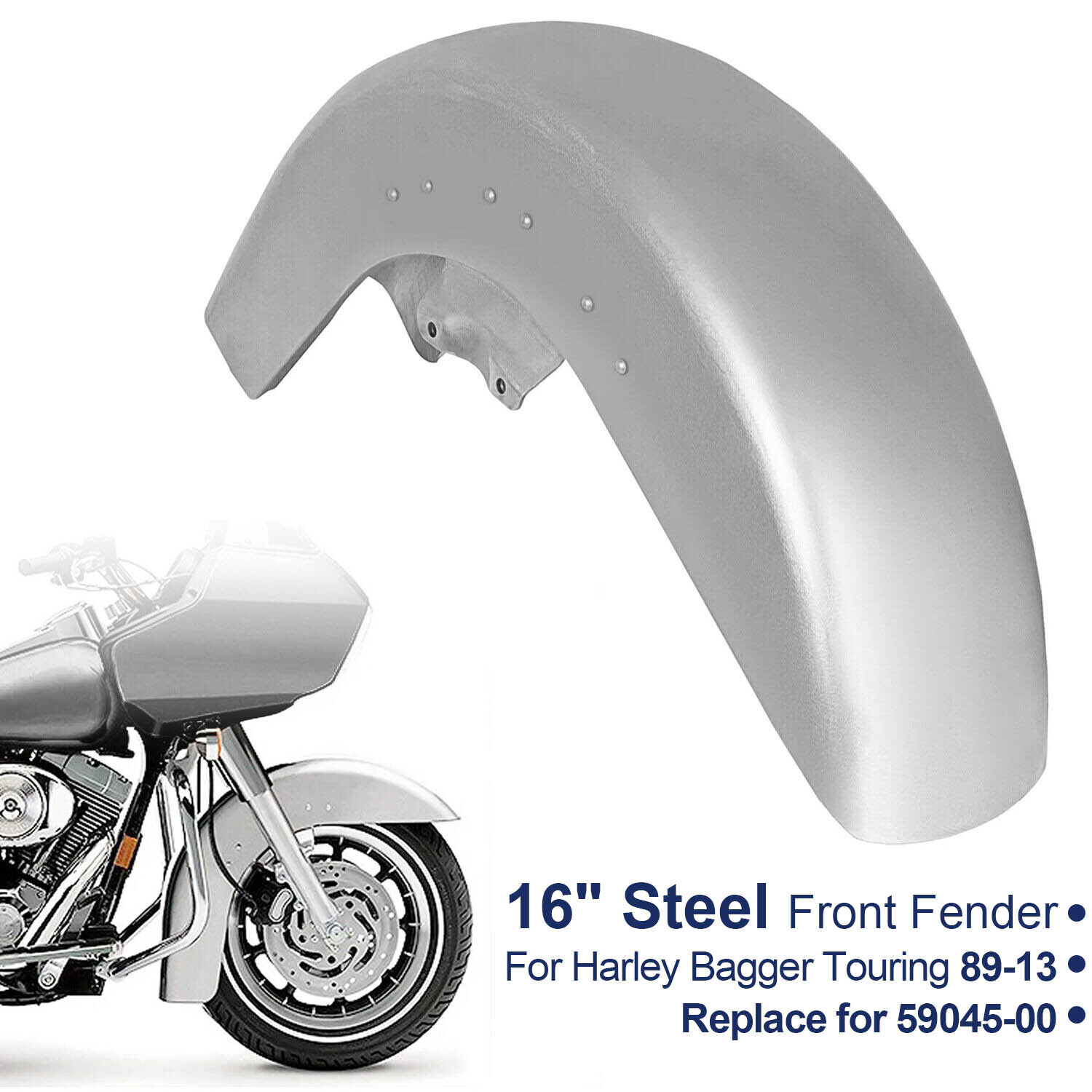 Steel Front Fender For Harley Bagger Touring 89-13 Street Electra Glide Smooth