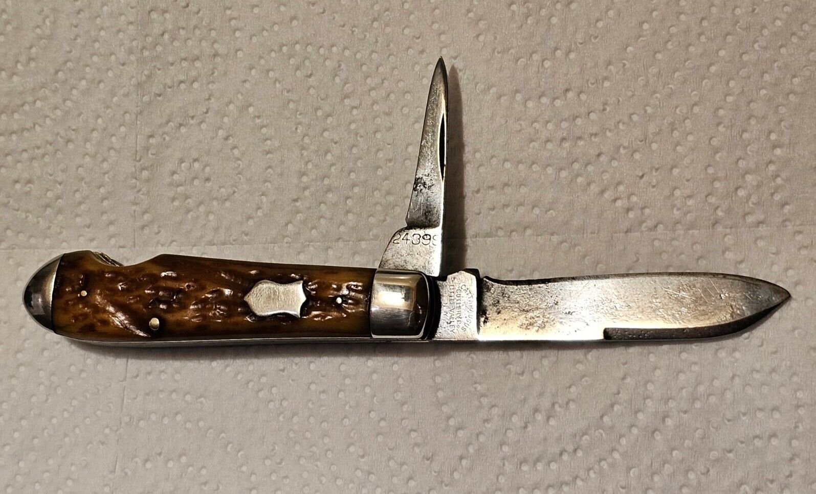 Rare 1930s Cattaraugus Cutlery Co Little Valley- 24399 Jigged Bone 2 Blade Knife