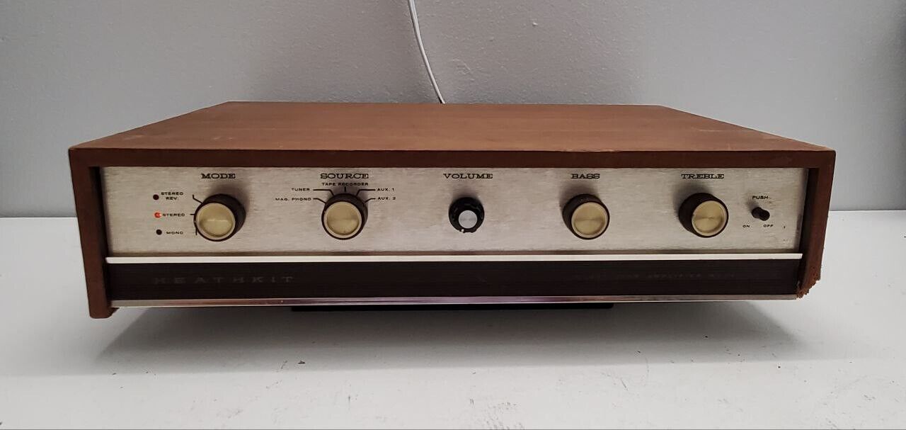 Vintage Heathkit Transistor Stereo Amplifier AA 22 (AA-22) Wood Cases Heath RARE