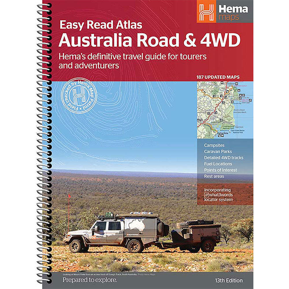 Hema Australia Road and 4WD Easy Read Atlas 187 Updated Maps (Spiral Bound)