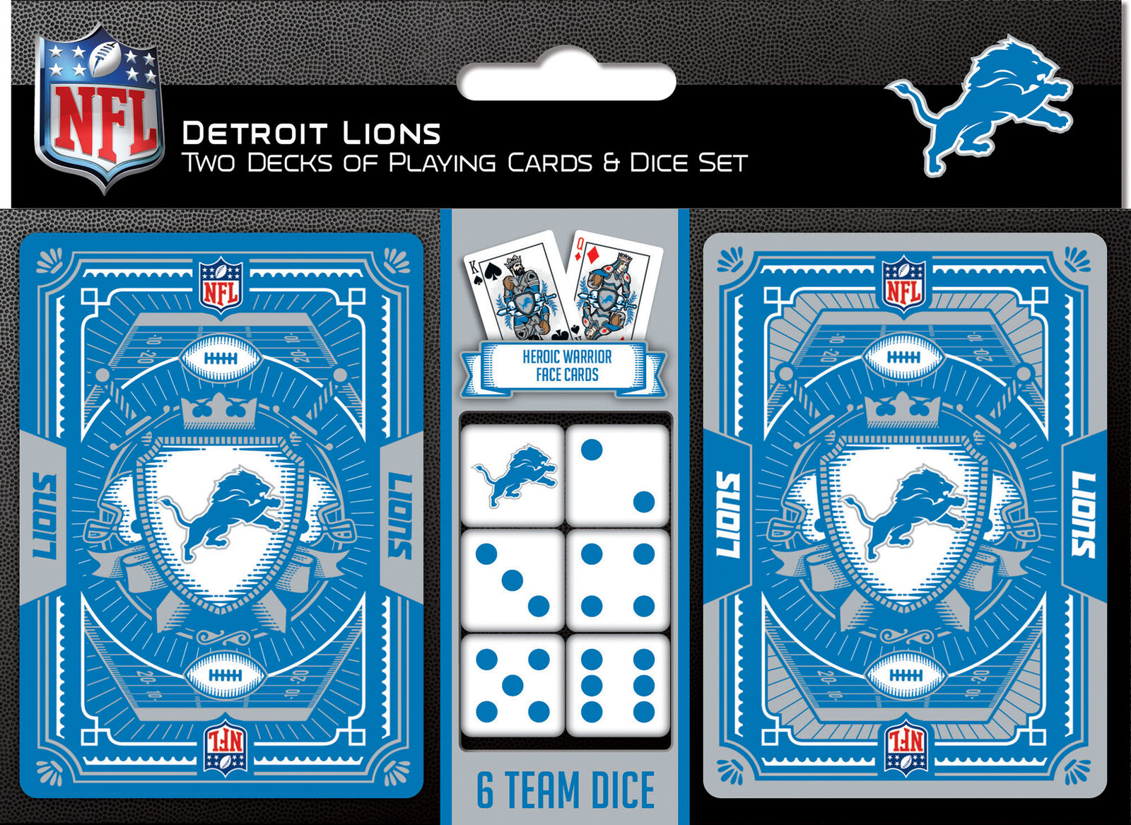 MasterPieces - Detroit Lions - NFL 2-Pack Playing Cards & Dice Set