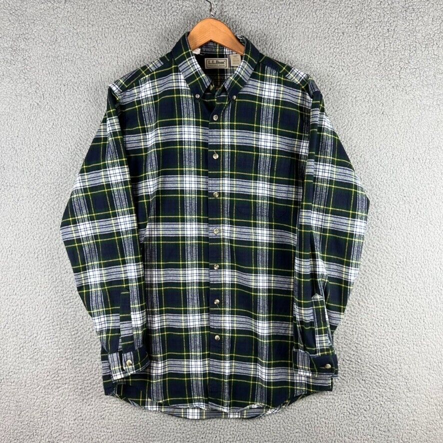 Vintage LL Bean Freeport Flannel Shirt Mens Large Tall LT Plaid Made In The USA