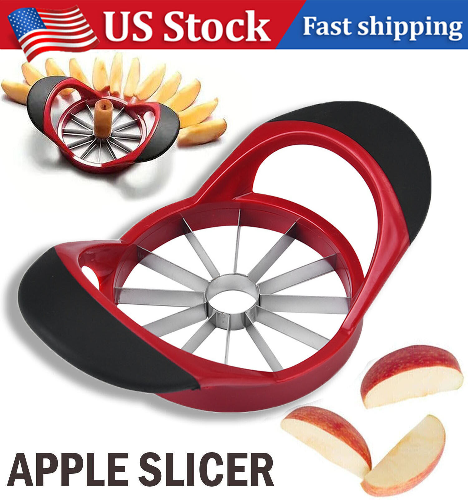12-Blade Apple Slicer Stainless Steel Ultra-Sharp Apple Corer New 