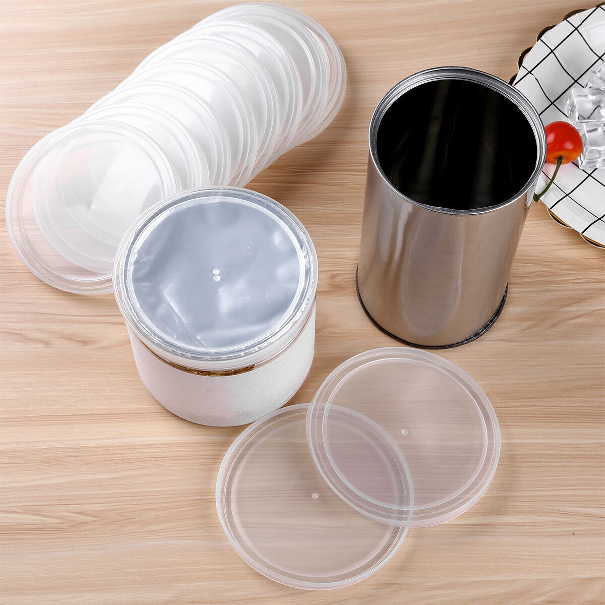 US 12Pc Food Can Lids Cover 4-Inch Plastic Reusable Storage Cap for Canned Goods