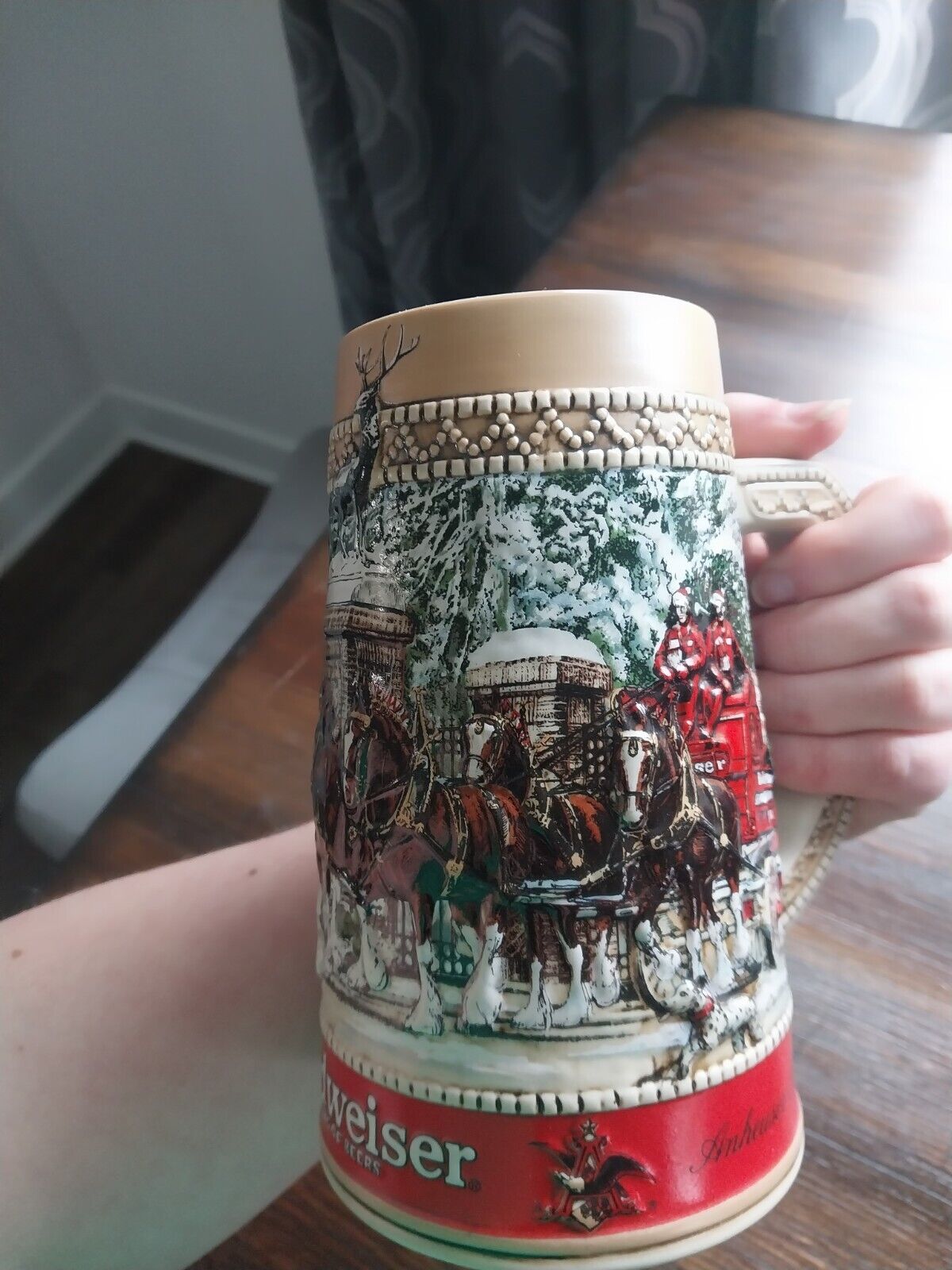 1987 BUDWEISER Clydesdale Collector Holiday Beer Stein \
