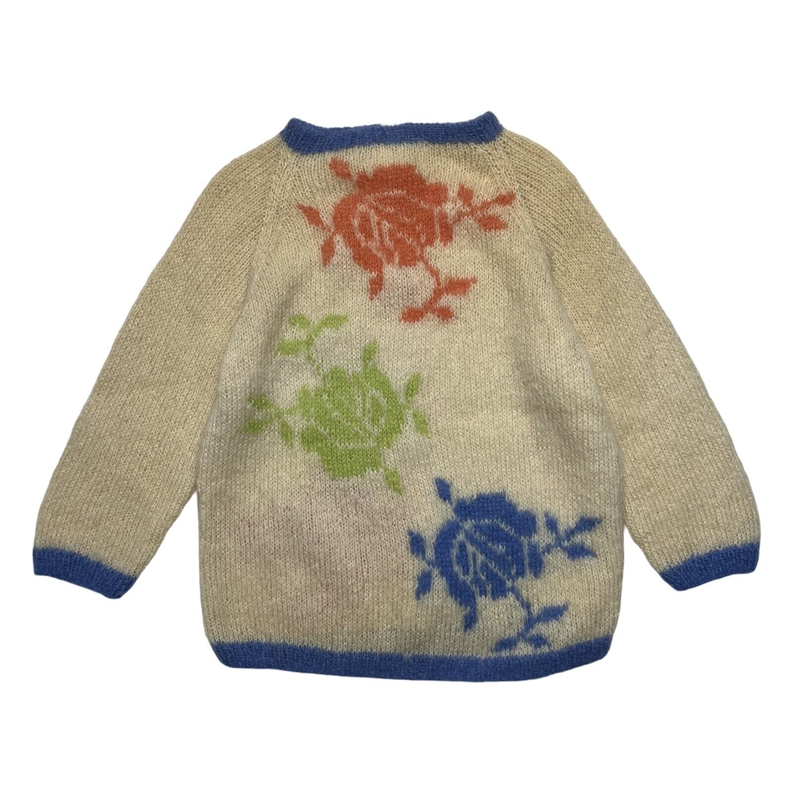 Vintage 1950\'s - 1960\'s Ivory Floral Italy Mohair Sweater Saks Fifth Avenue