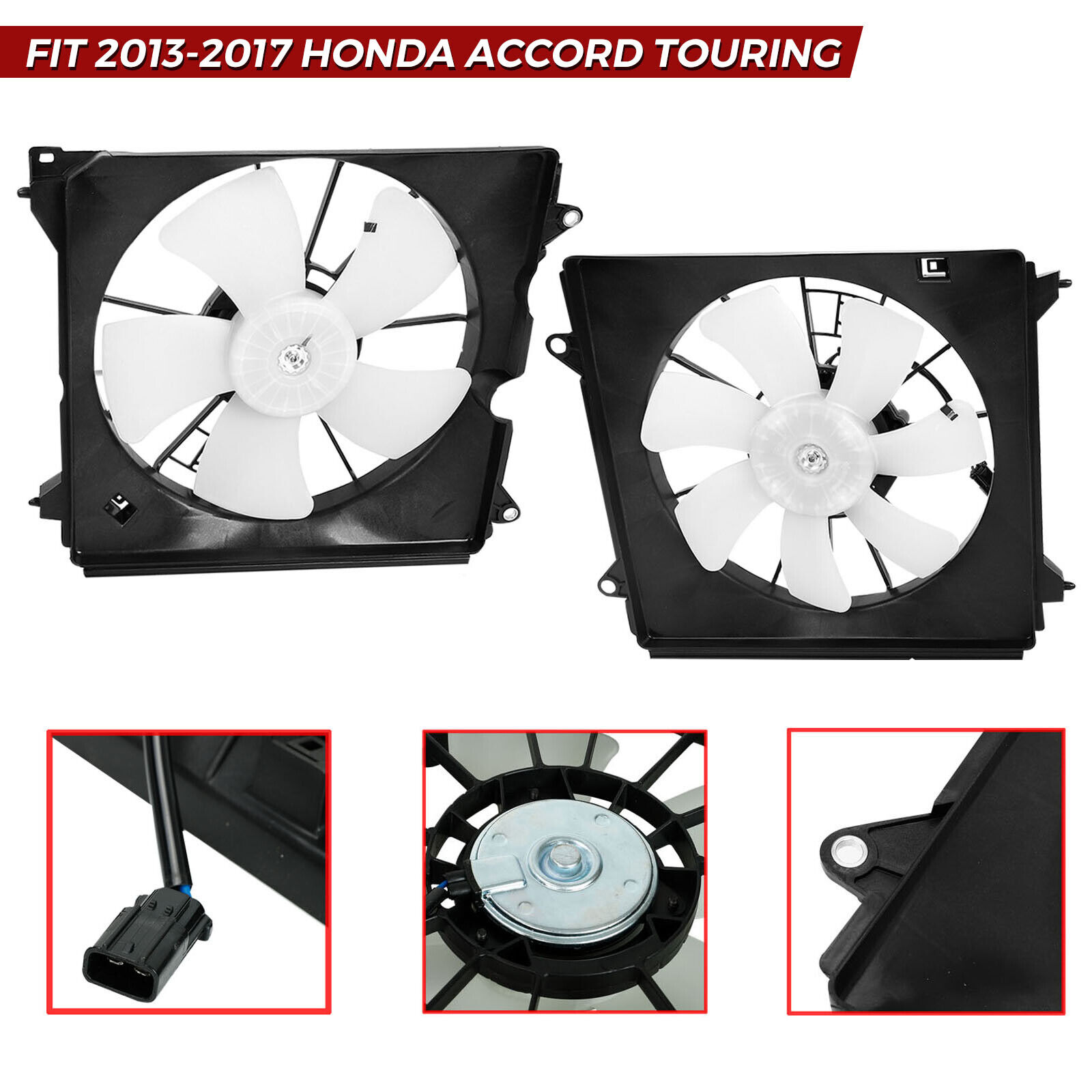 2PCS AC Condenser Radiator Cooling Motor Fan For 2013-2017 Honda Accord Touring