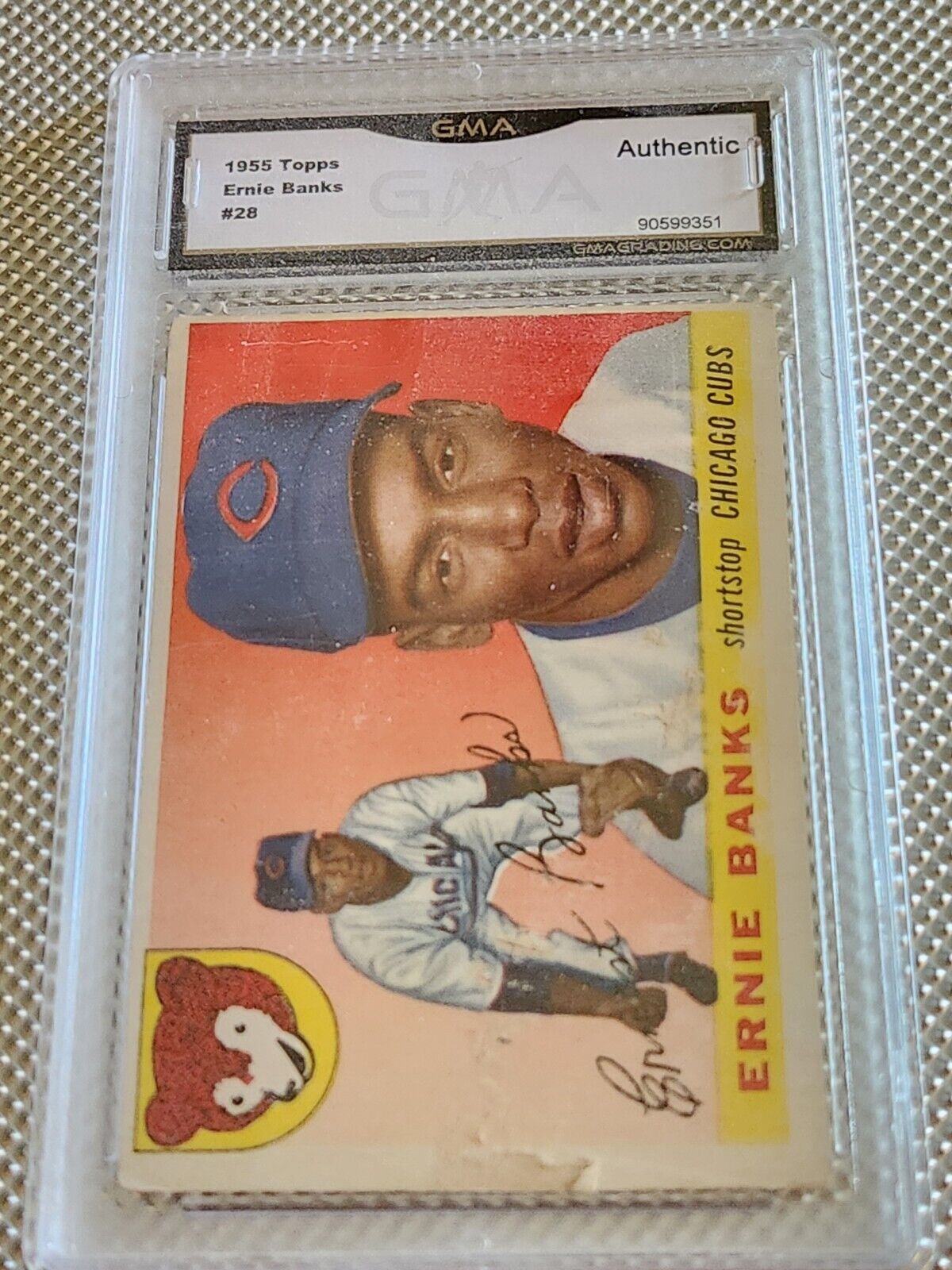 1955 Topps ERNIE BANKS Cubs #28 2nd YEAR CARD GMA AUTHENTIC