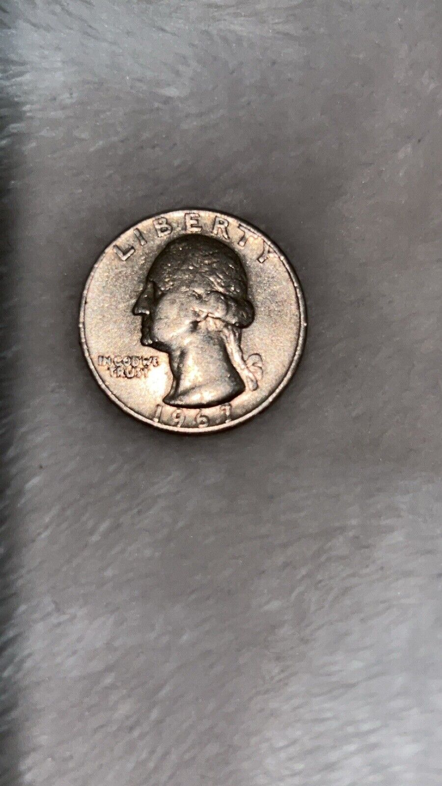 1967 Washington Quarter- No Mint Mark  Letters and Date on Rim Mint ERR