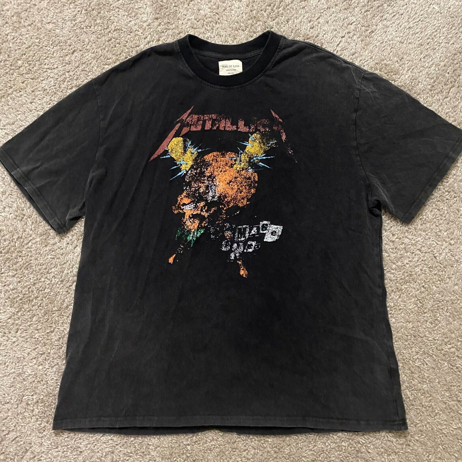 Fear of God Metallica T Shirt XL Black Vintage Style Band Tee FOG