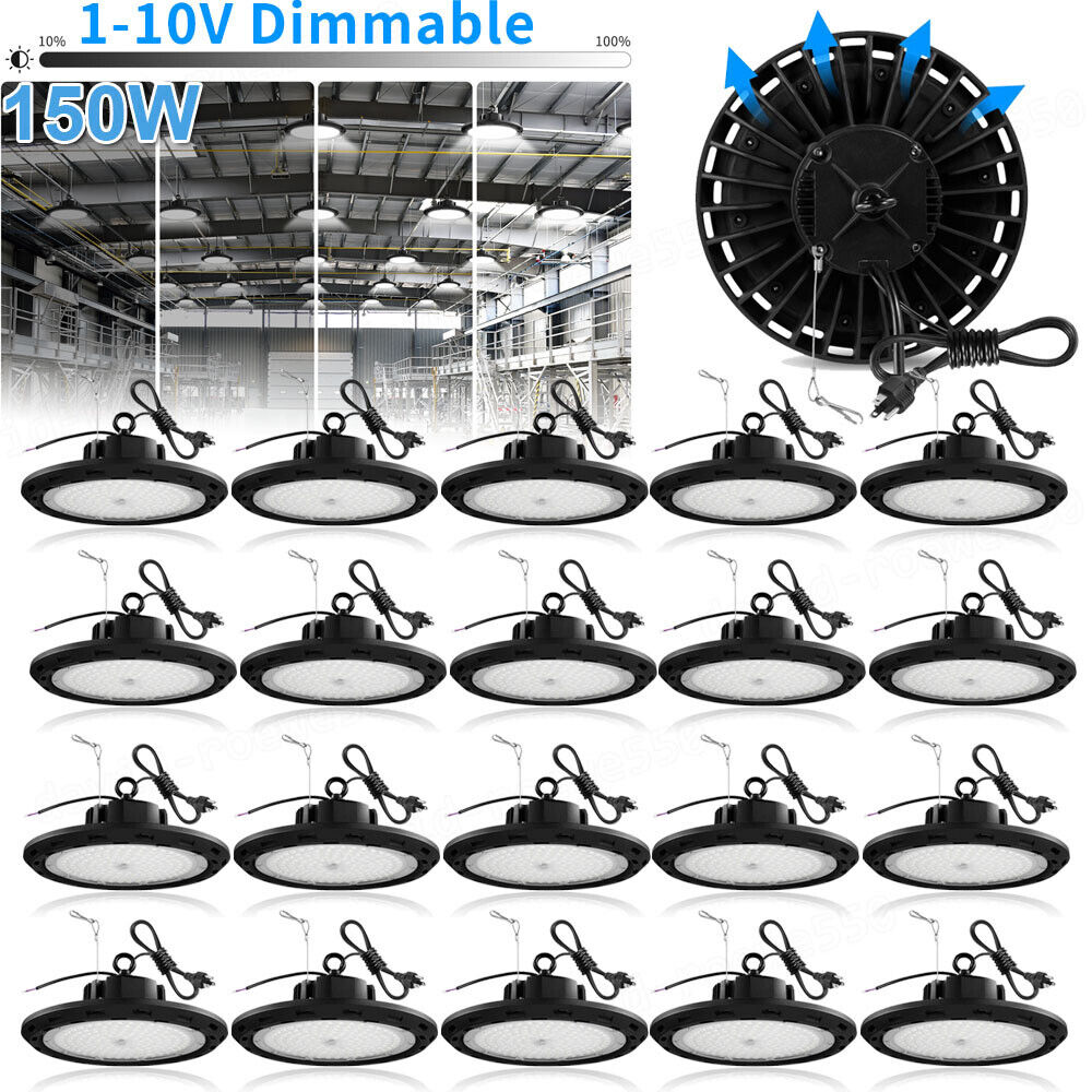 20Pack 150W UFO LED High Bay Light Dimmable Industrial Warehouse Lamp AC100-277V