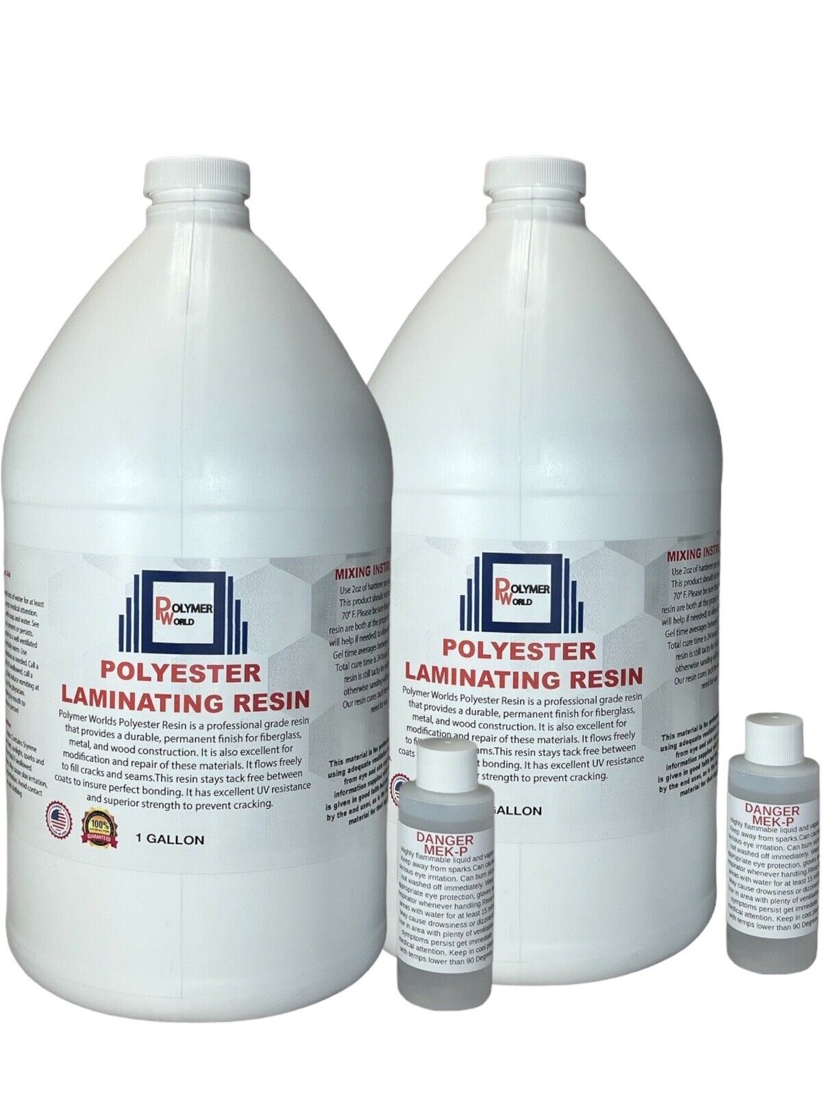 Polymer World Polyester Resin 2 Gallons For Boats RV's Canoes Fiberglass Autos