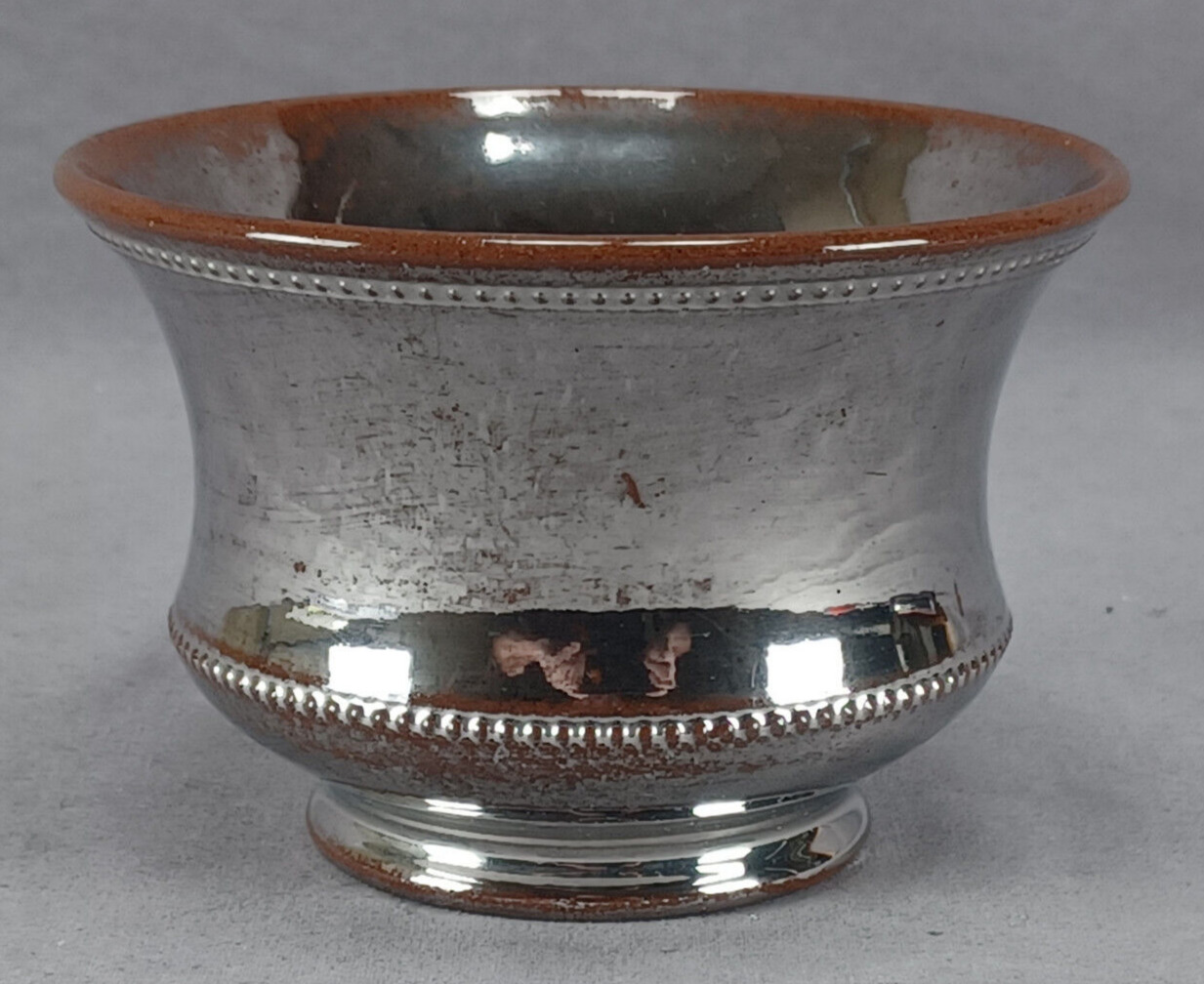 Antique 19th Century British Silver Luster Beaded Waste Bowl