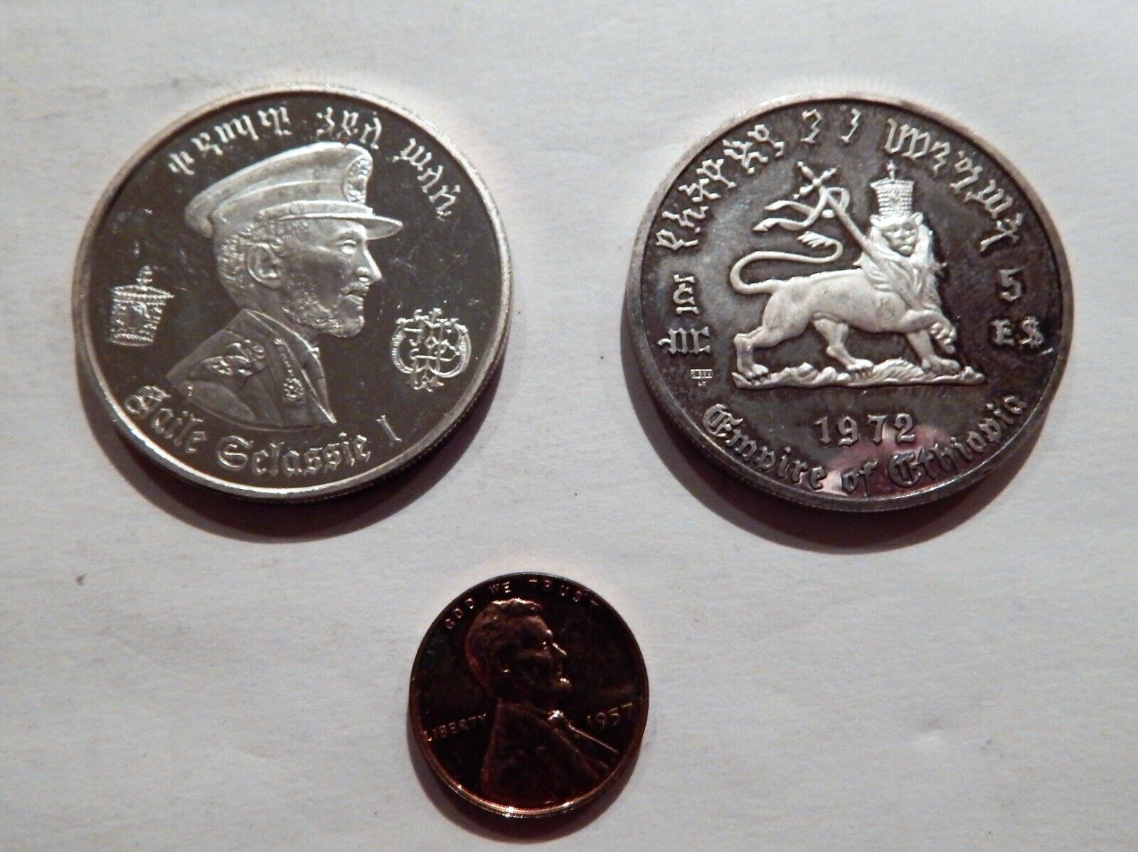 1972 ETHIOPIAN EMPEROR SELASSIE  .925 STERLING SILVER COIN 