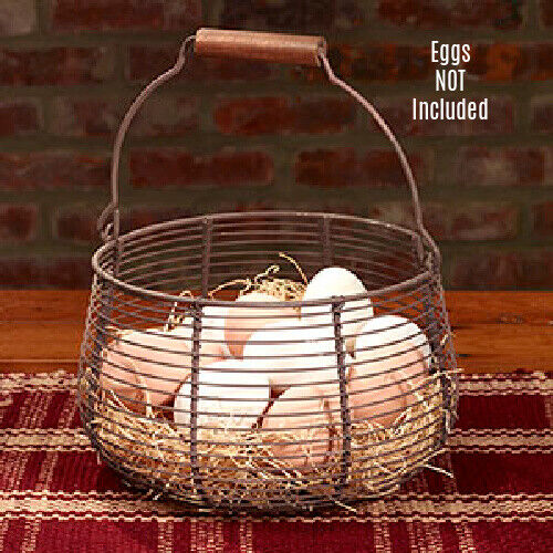 New Country Primitive Farmhouse RUSIC WIRE EGG BASKET With Handle 5\
