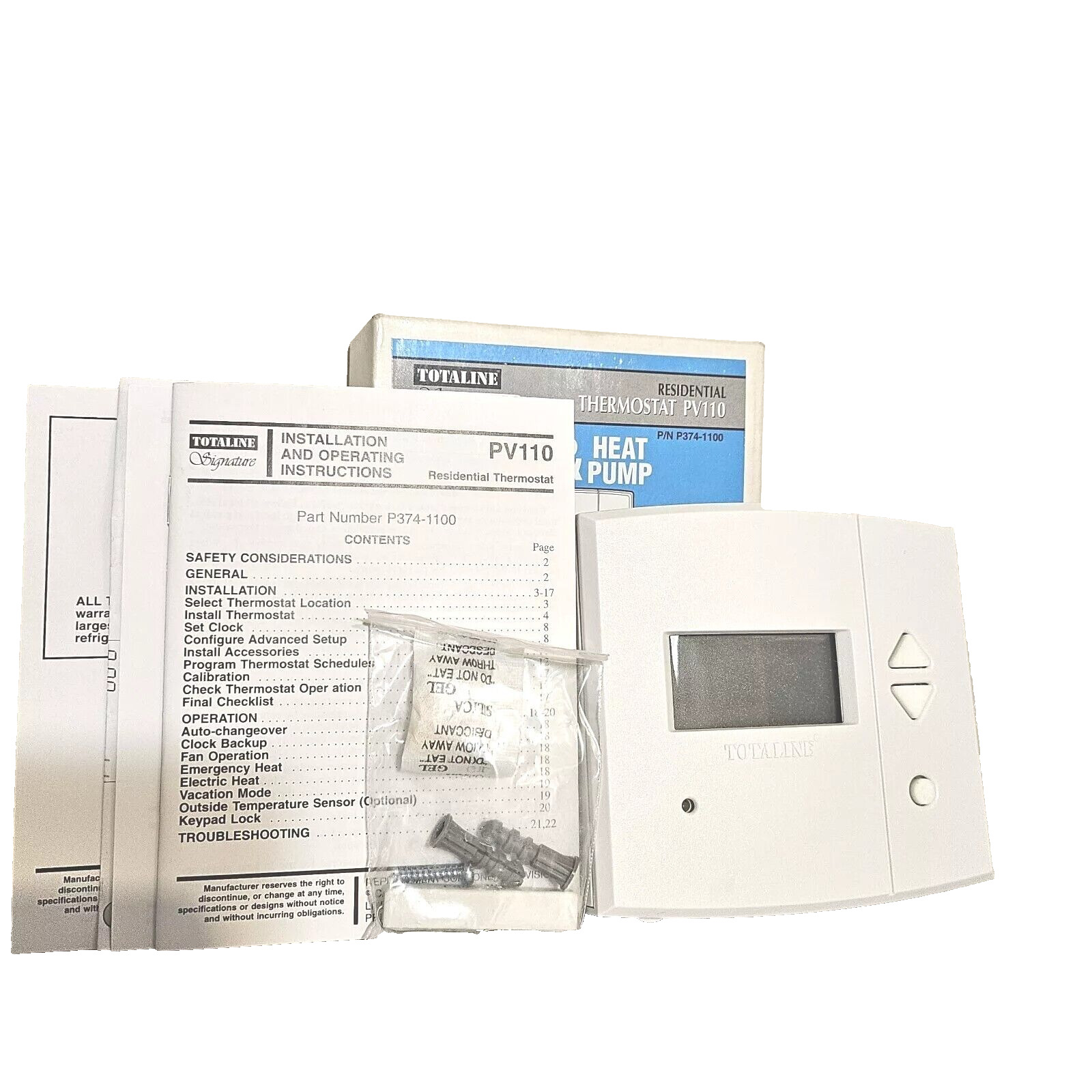 Totaline P374-1100 Programmable Thermostat 2 Heat 2 Cool PV110 READ BELOW
