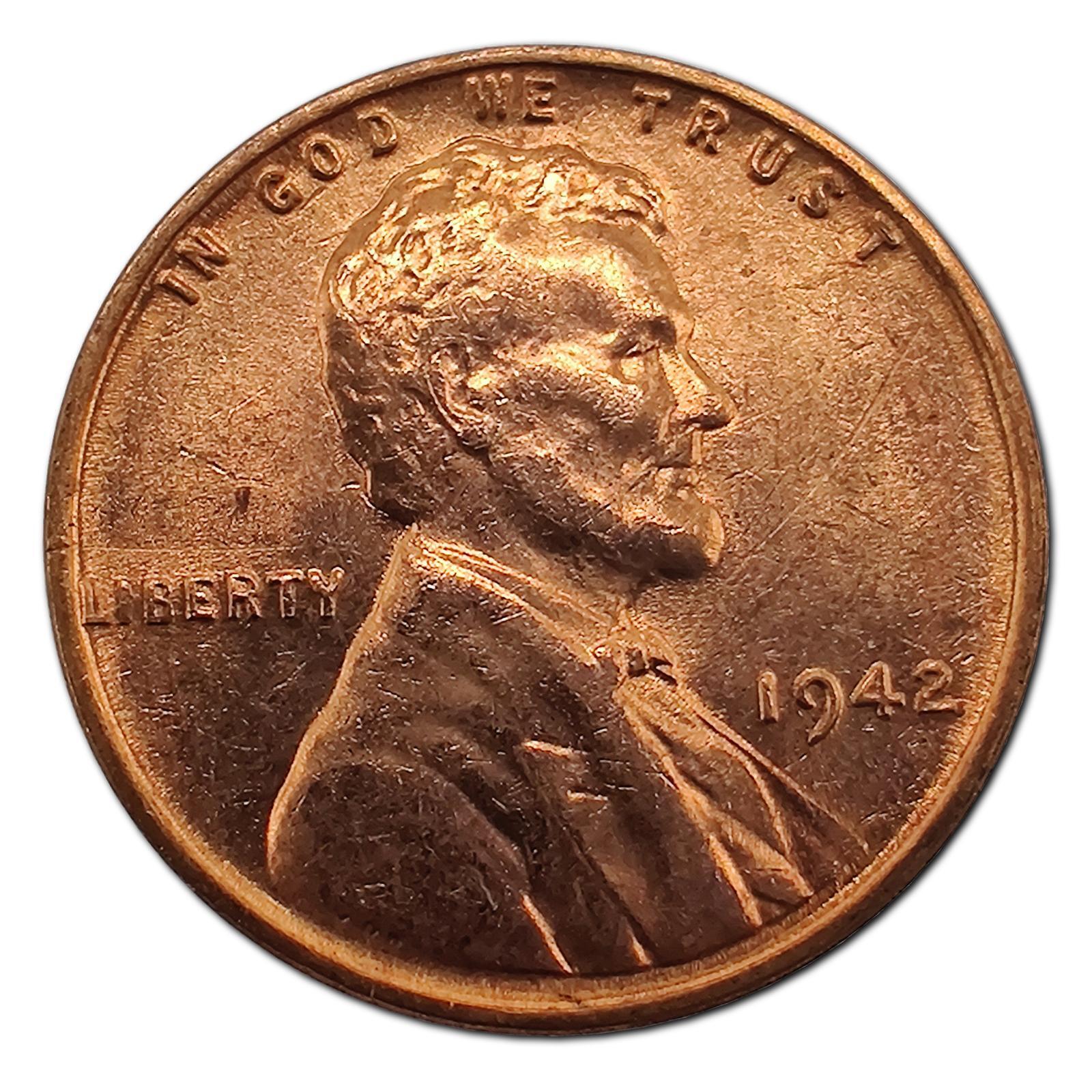 1942-P Uncirculated Lincoln Wheat Cent Penny MS Mint State Copper