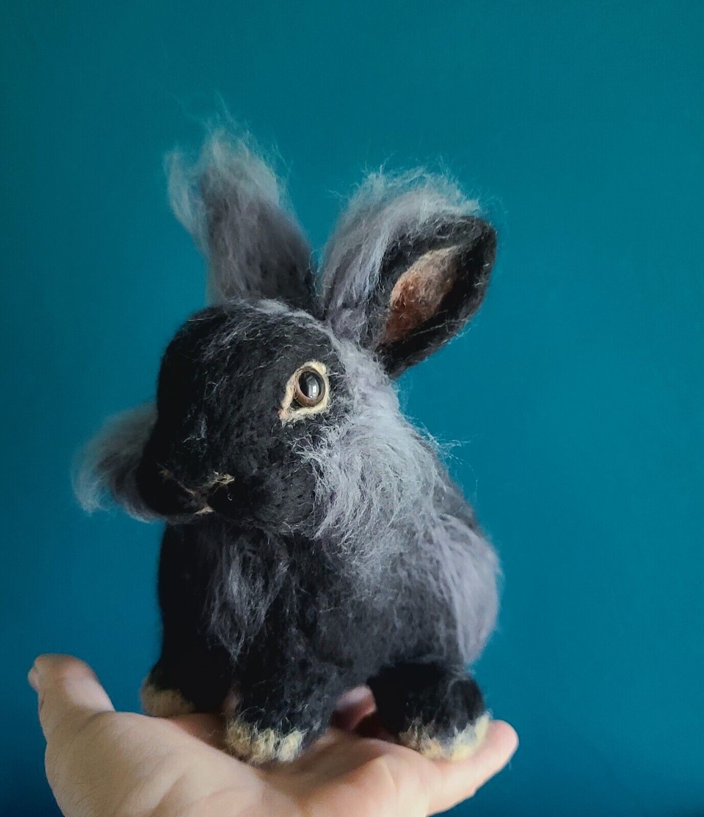 OOAK Needle Felted Lionhead Bunny Rabbit Wool Sculpture By Tatiana Trot