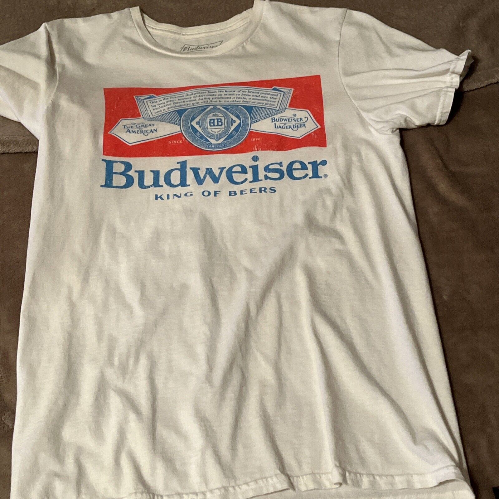New Budweiser Beer Bud Classic Logo White Men\'s Vintage T-Shirt