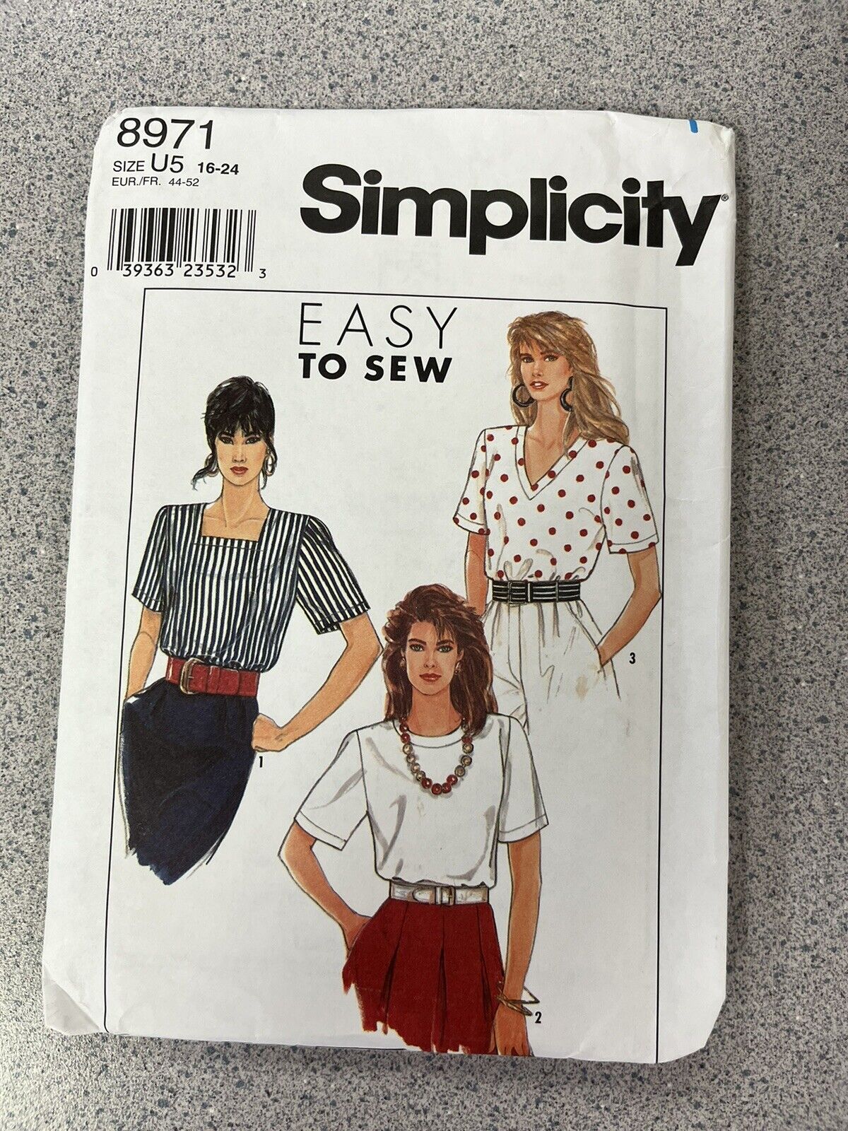 Vintage 1999 Simplicity Pattern 8971 Size 16-24 Misses\' Pullover Tops Uncut, FF