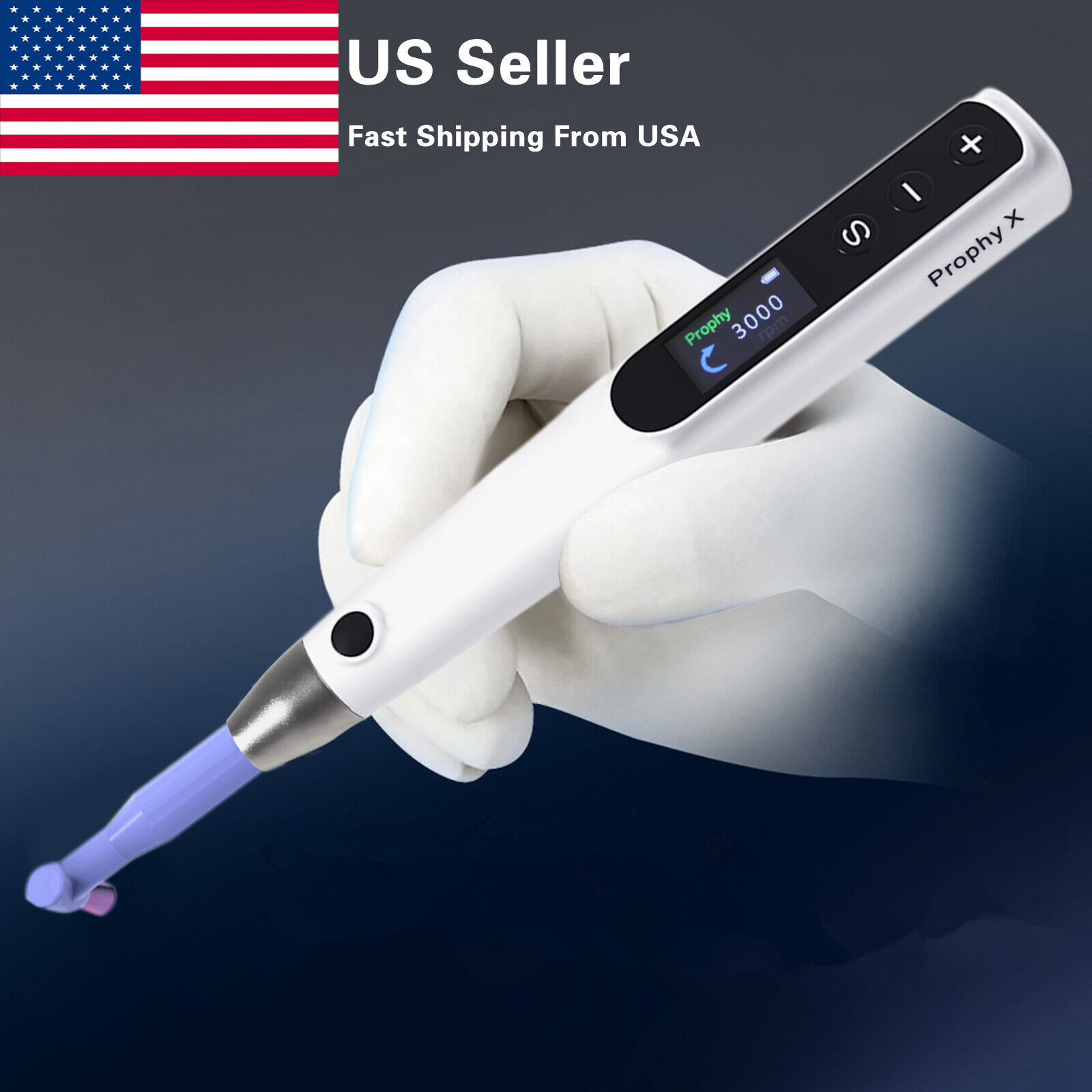 Dental Cordless Electric Hygiene Prophy Handpiece 360° Swivel+2pcs Prophy Angles