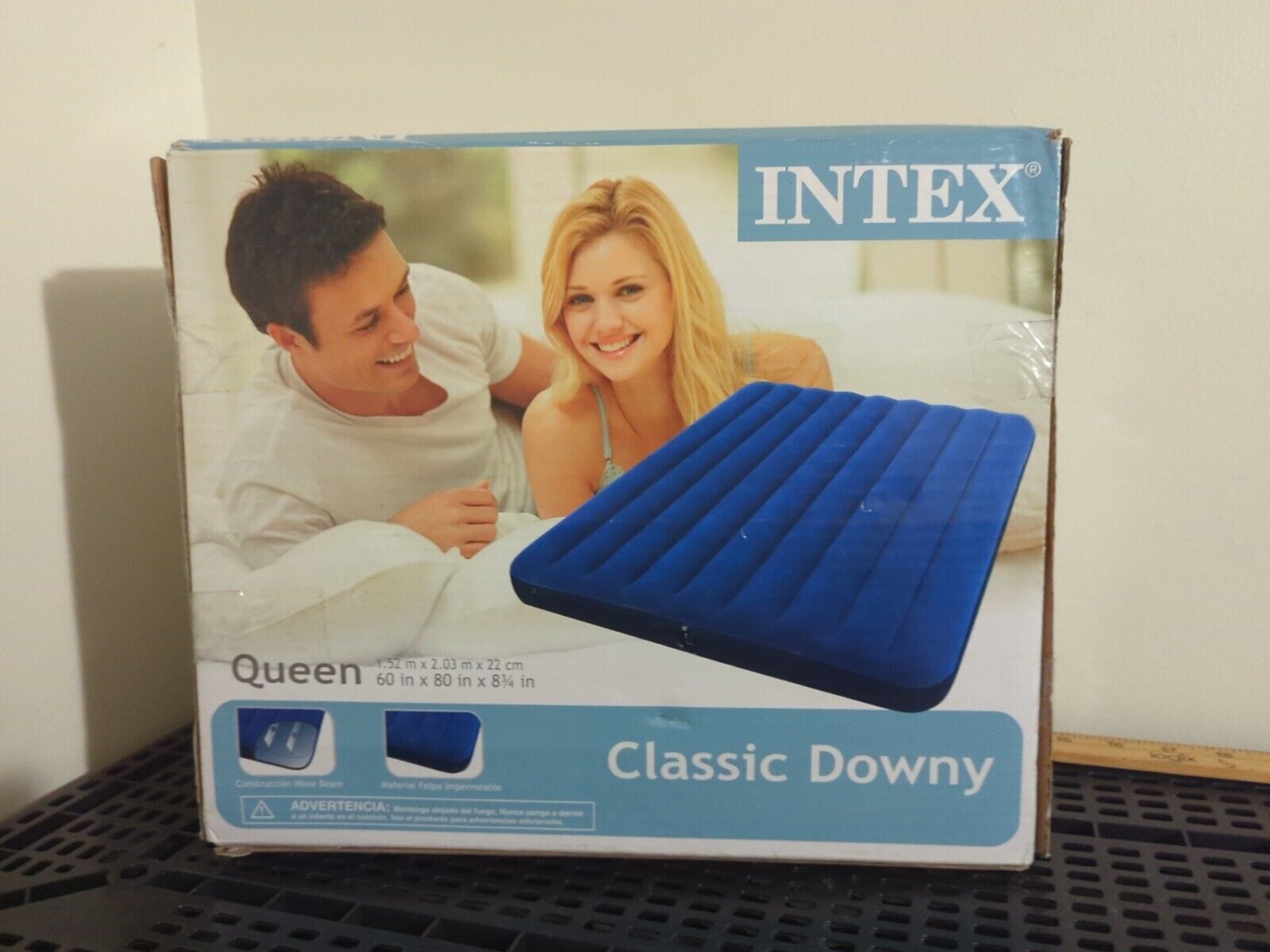 Intex Classic Downy Airbed, Queen NIB 60in X 80in X 8 Blue Brand New