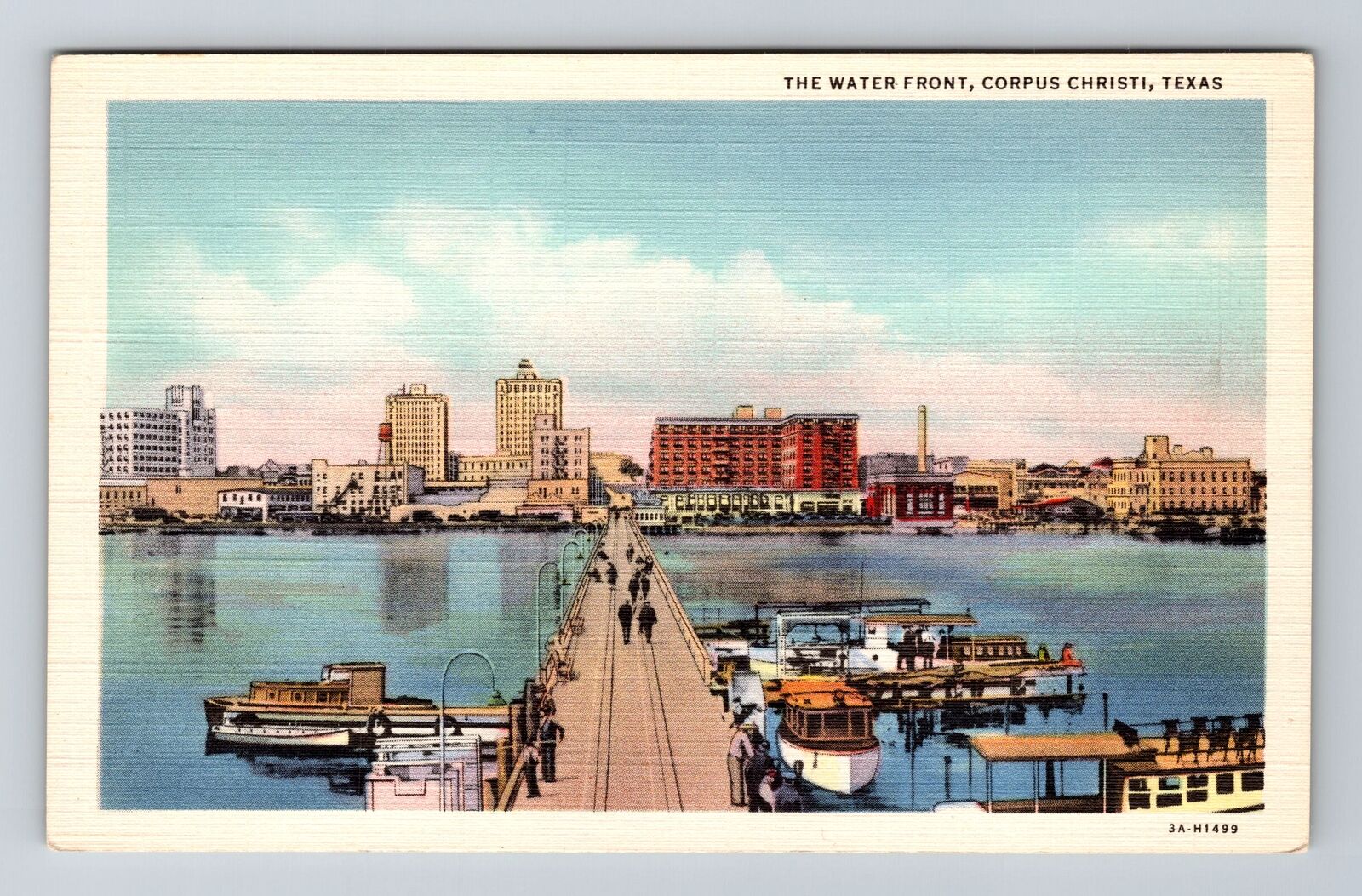 Corpus Christi TX-Texas, Water Front, Pier, Antique Vintage Souvenir Postcard