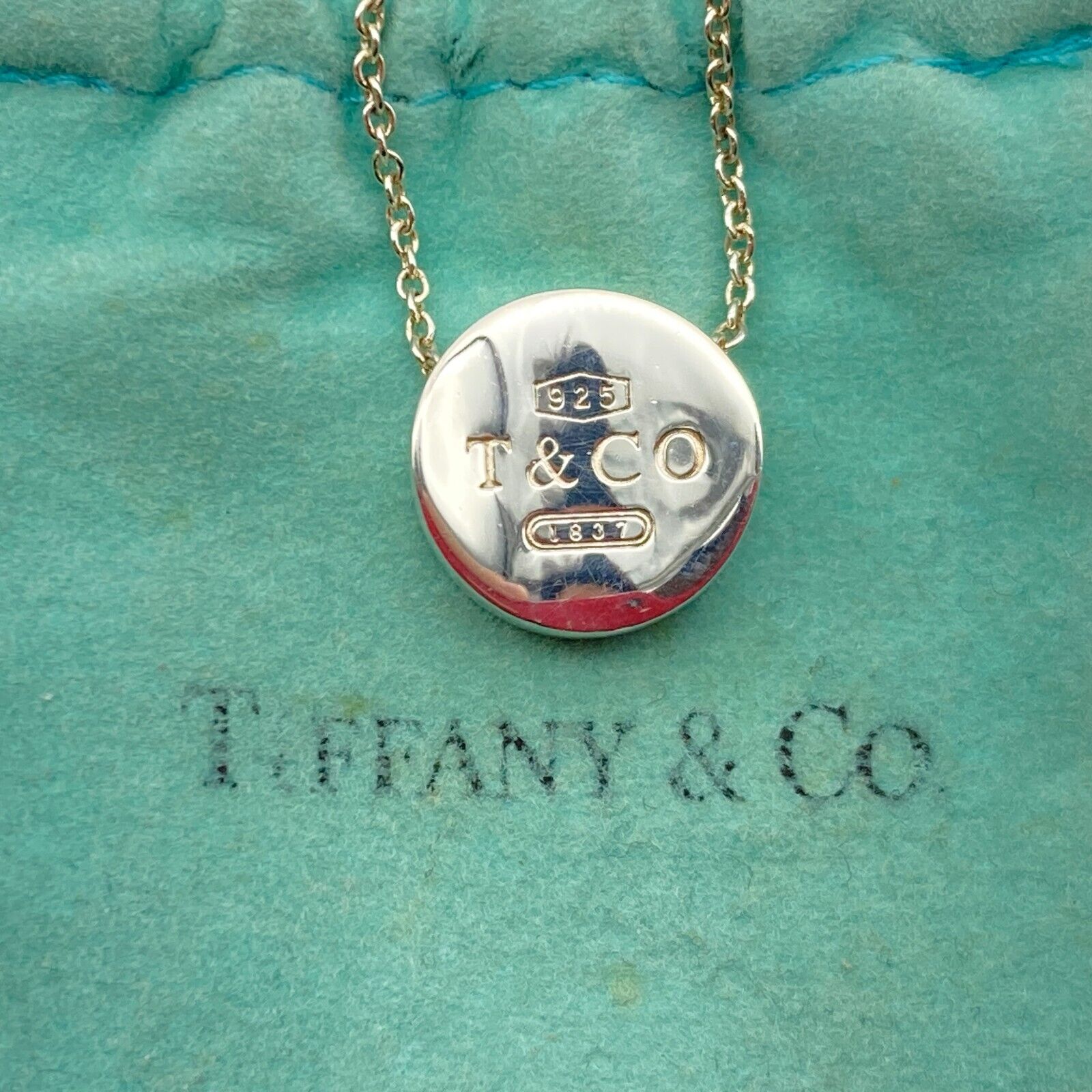 Tiffany & Co. 1837 Concave Circle Pendant Necklace 16\