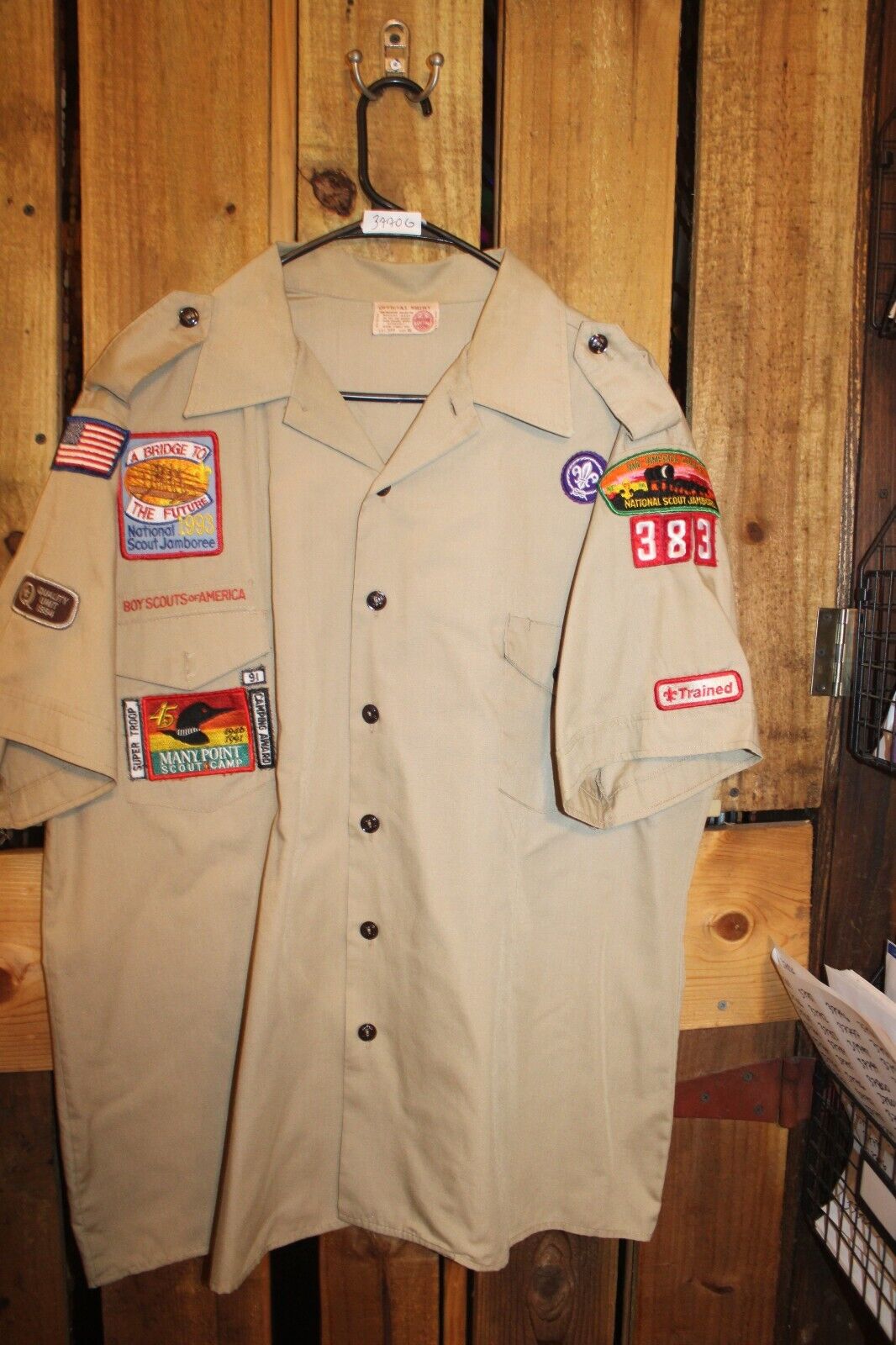 Boy Scouts of America BSA Men\'s Shirt XL LOTS of Sewn on patches Vintage